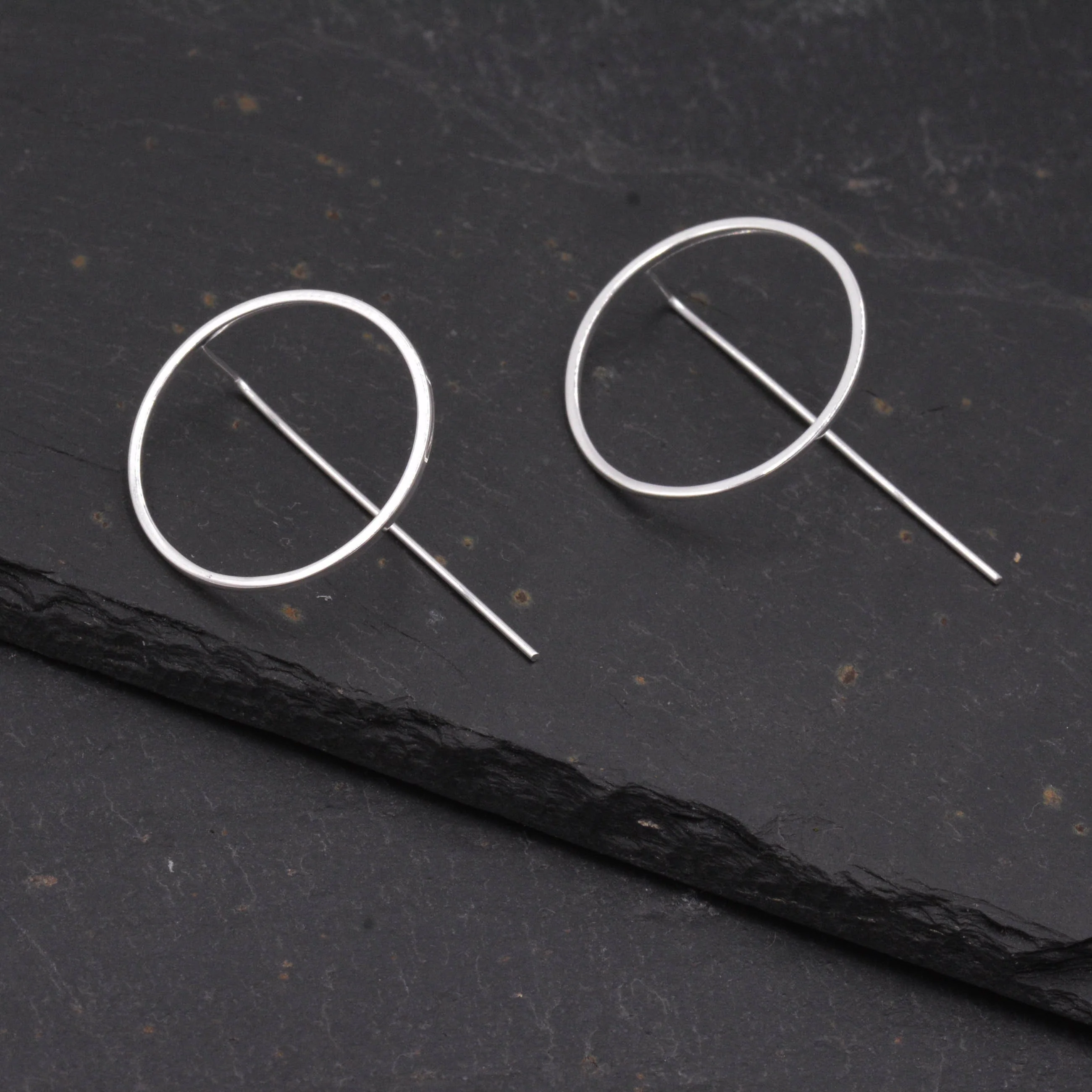 Beautiful Large Circle Ear Jacket Earrings in Sterling Silver, Silver, Gold or Rose Gold, Minimalist Geometric Design, Open Circle Geometry - Image 4