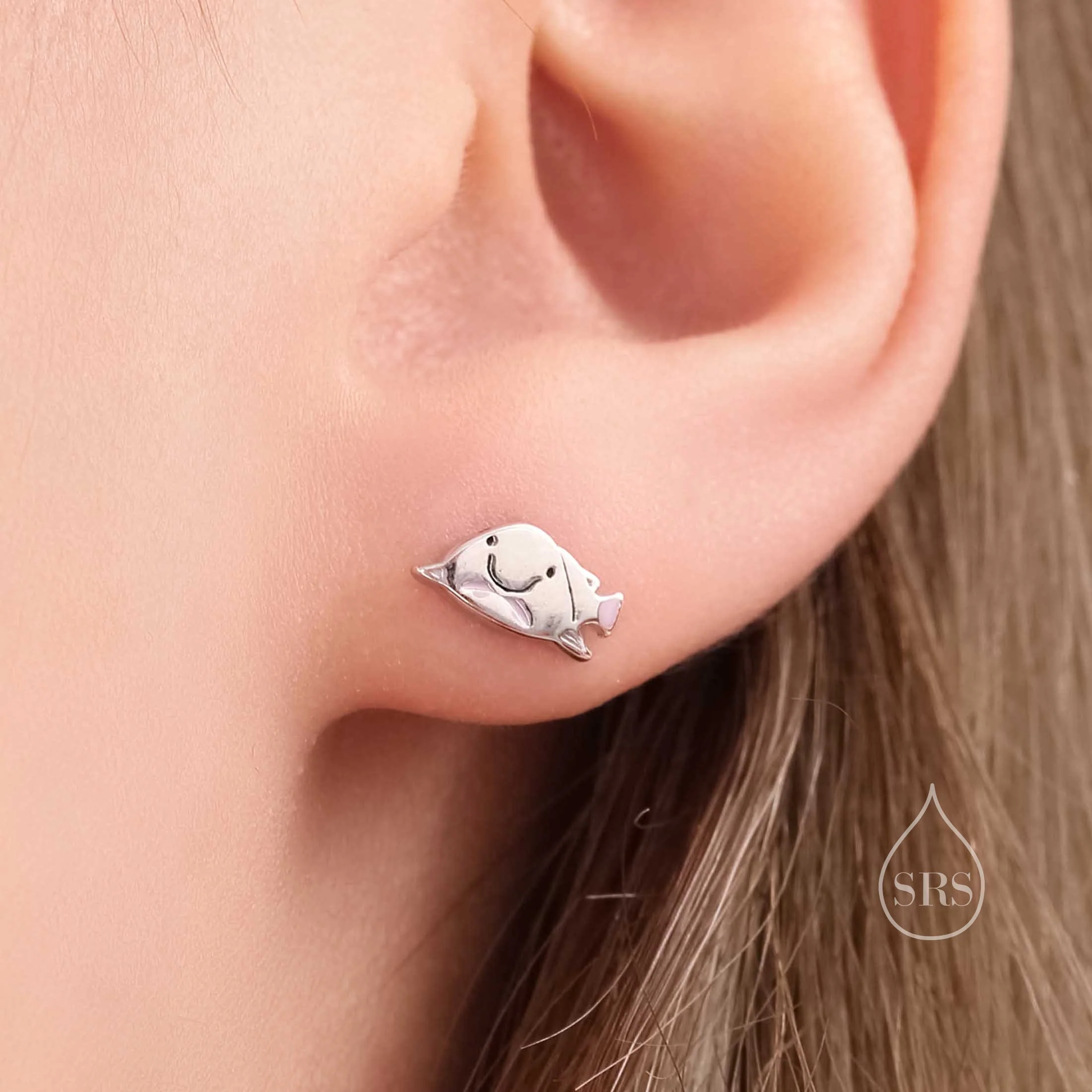 Blobfish Stud Earrings in Sterling Silver, Fish Earrings, Tiny Fish Earrings - Image 6