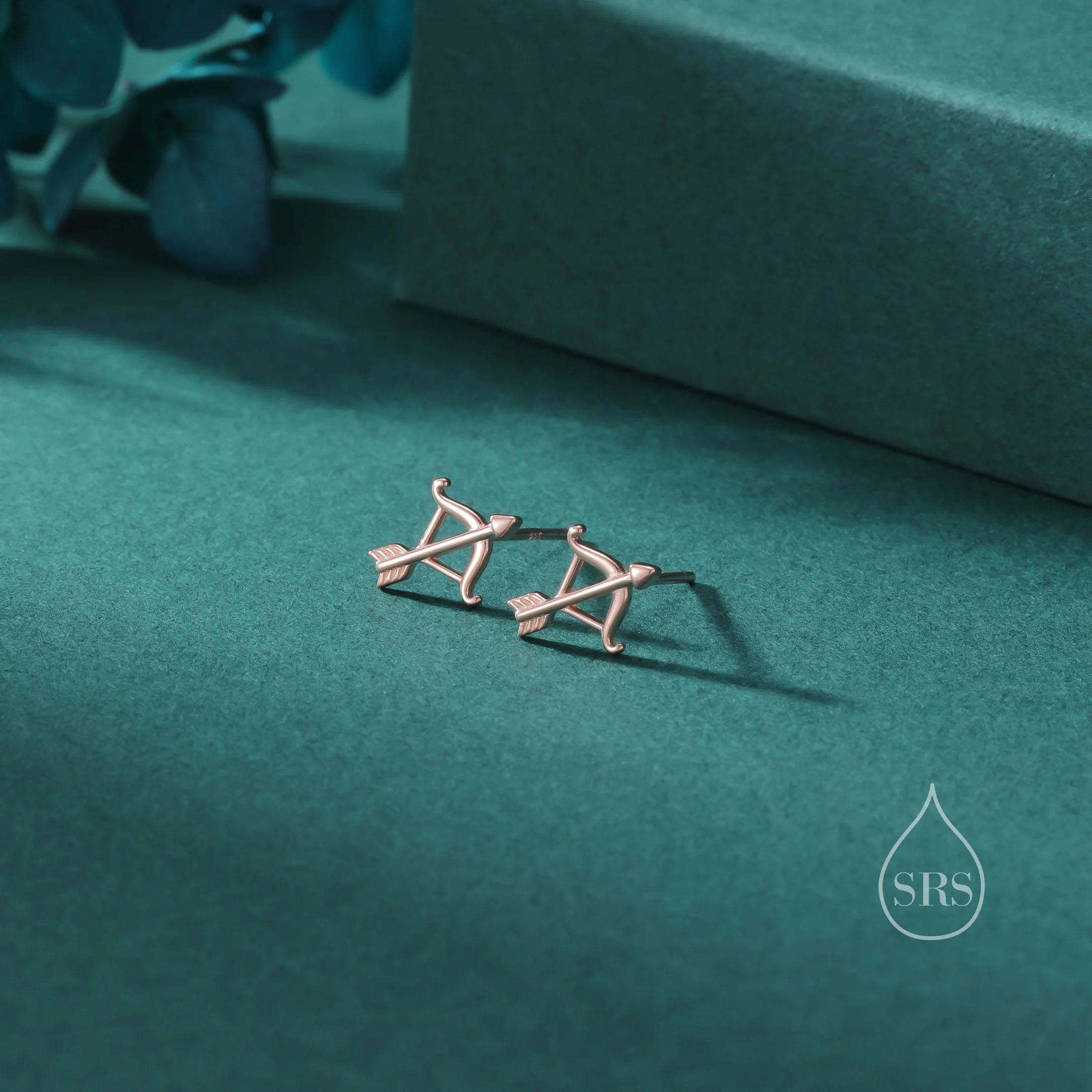 Bow and Arrow Stud Earrings in Sterling Silver, Silver or Gold or Rose Gold, Bow and Arrow Earrings - Image 5