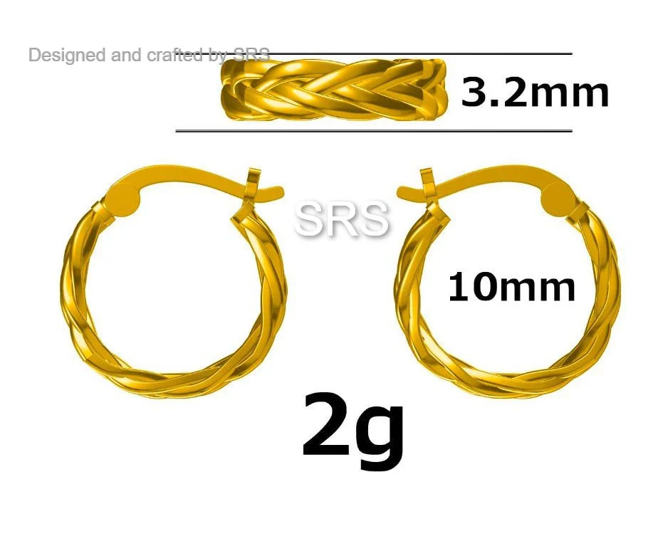 Braided Hoop Earrings in Sterling Silver, Silver or Gold or Rose Gold, Twist Hoops, Braid Geometric Hoop Earrings, 10mm Inner Diameter - Image 10