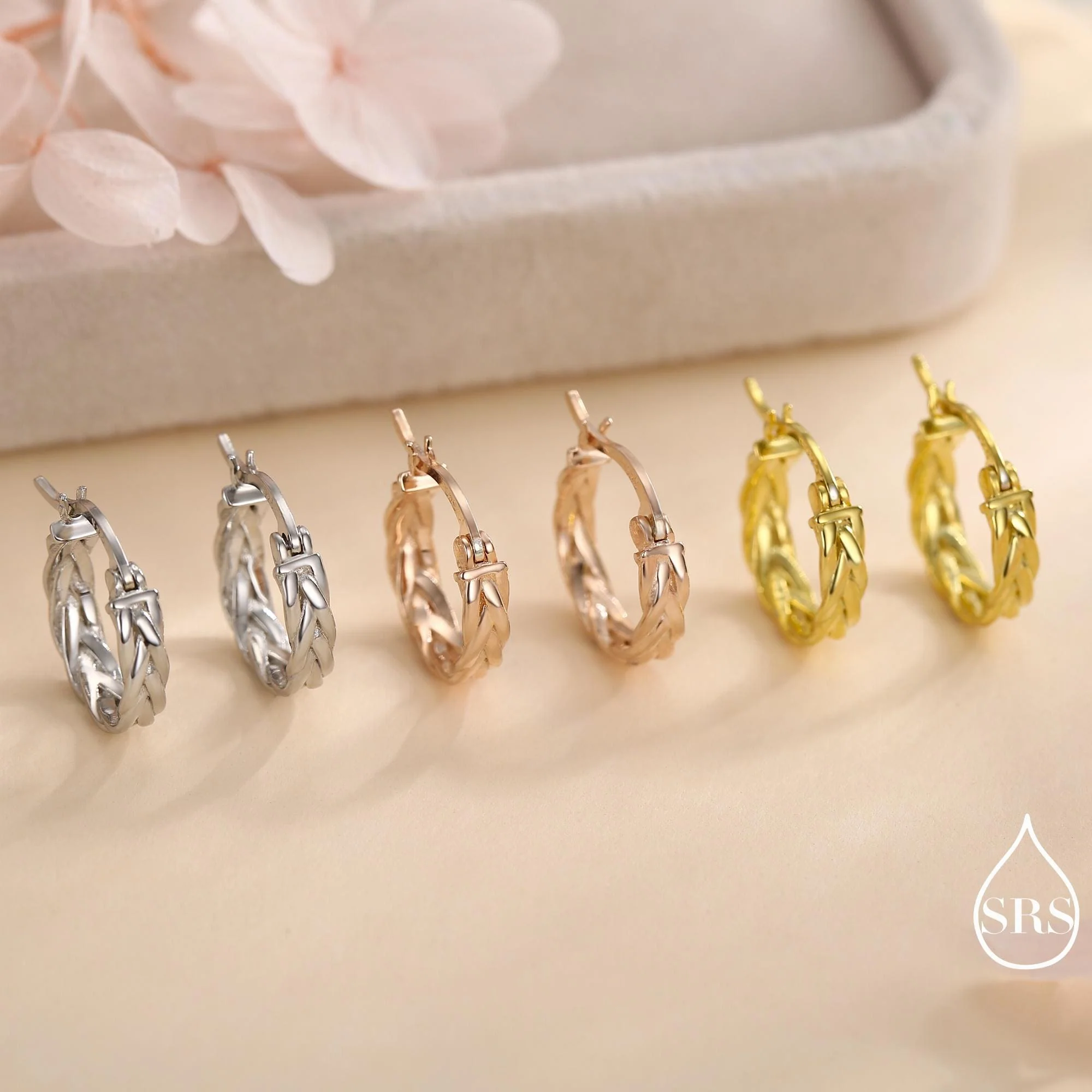 Braided Hoop Earrings in Sterling Silver, Silver or Gold or Rose Gold, Twist Hoops, Braid Geometric Hoop Earrings, 10mm Inner Diameter - Image 7