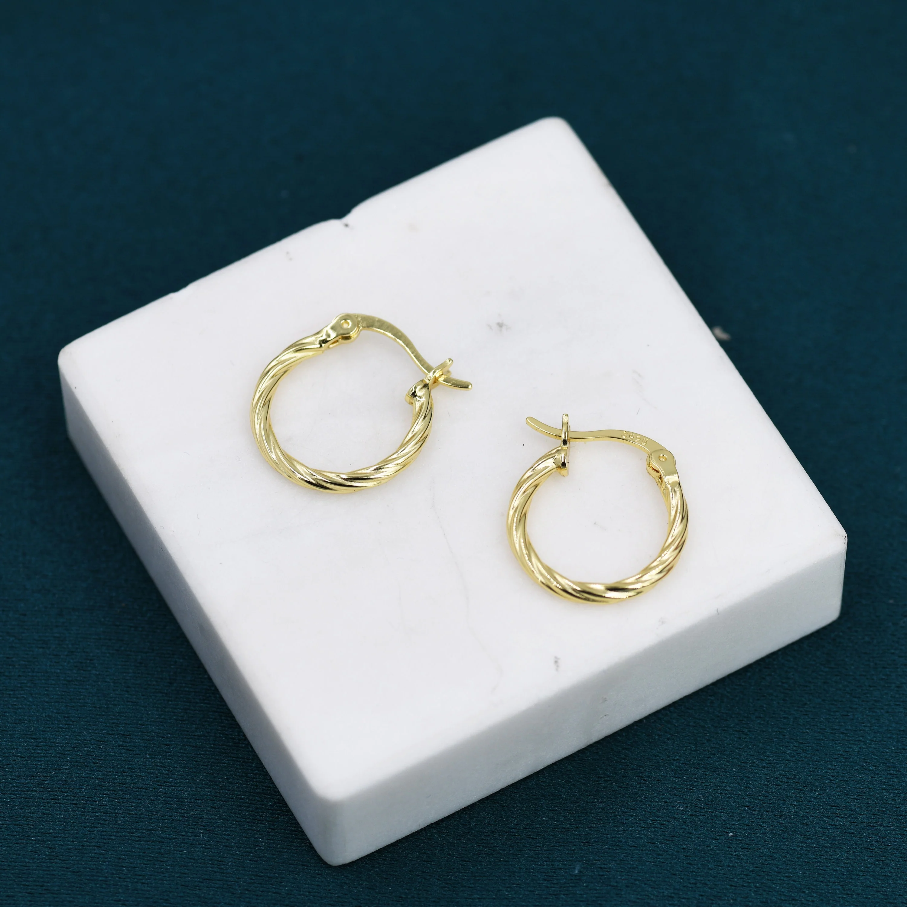 Braided Hoop Earrings in Sterling Silver, Silver or Gold, Twist Hoop Earrings, Simple Hoop Earrings 12mm Inner Diameter - Image 2