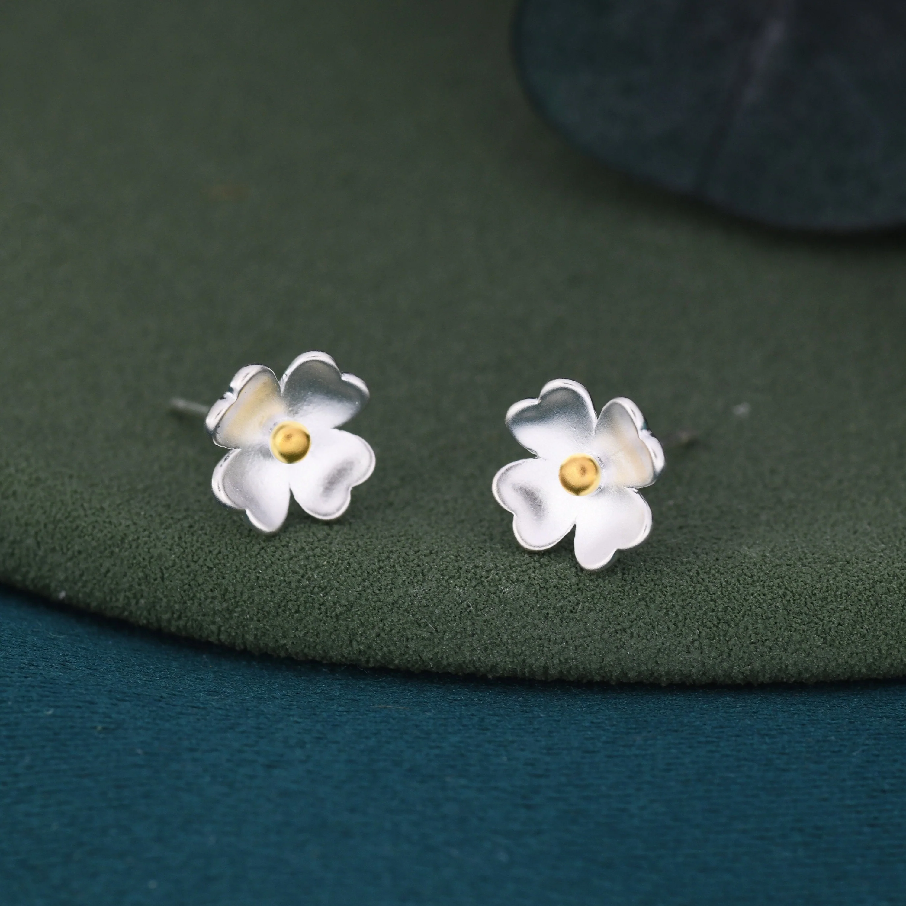 Buttercup Flower Stud Earrings in Sterling Silver, Blossom Earrings, Sand Blasted Finish, Nature Inspired Earrings - Image 5