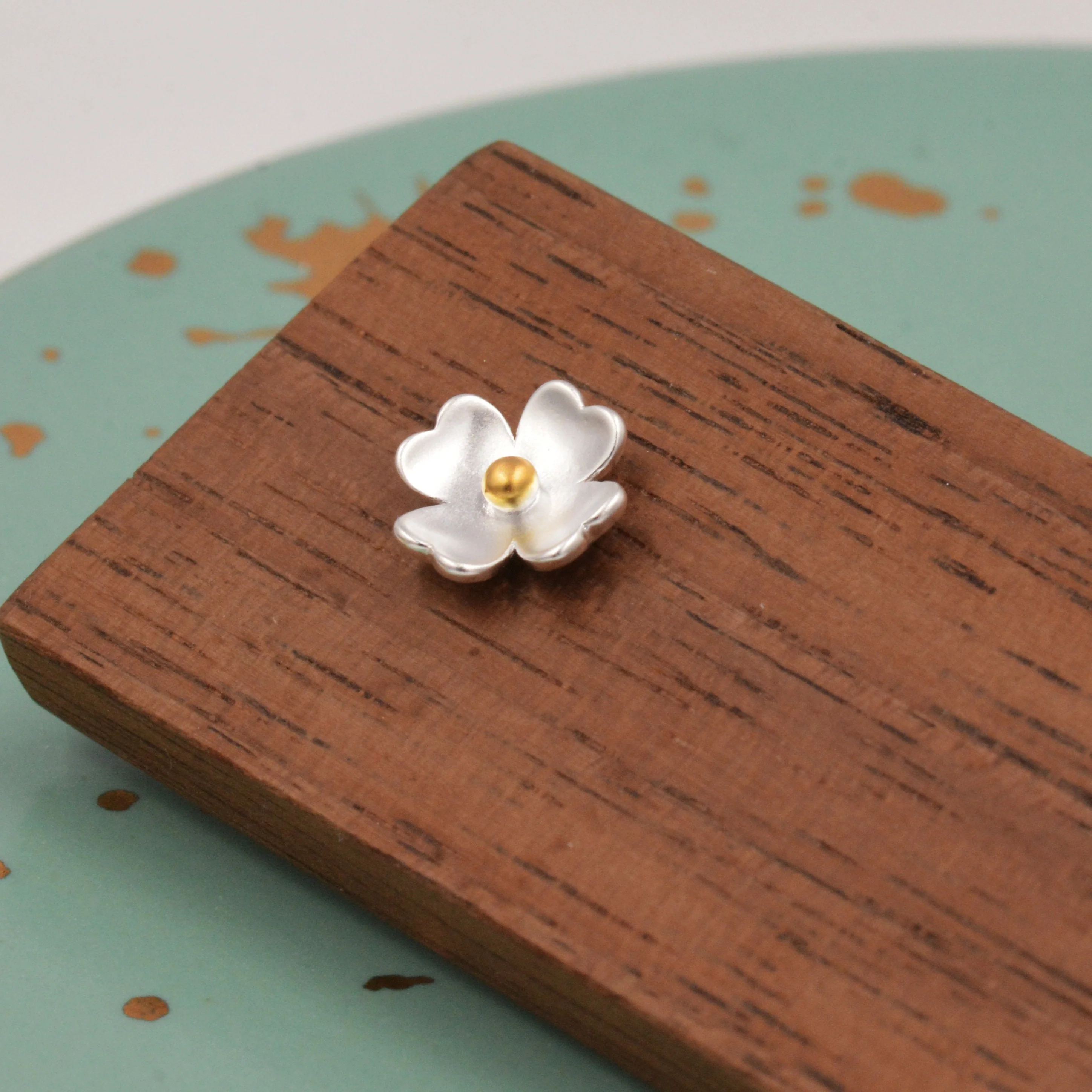 Buttercup Flower Stud Earrings in Sterling Silver, Blossom Earrings, Sand Blasted Finish, Nature Inspired Earrings - Image 7
