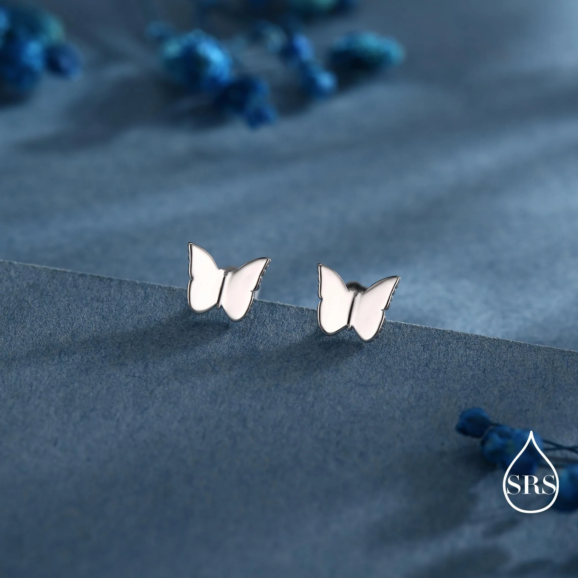 Tiny Butterfly Stud Earrings in Sterling Silver, Cute Dainty Minimal Jewellery - Image 4