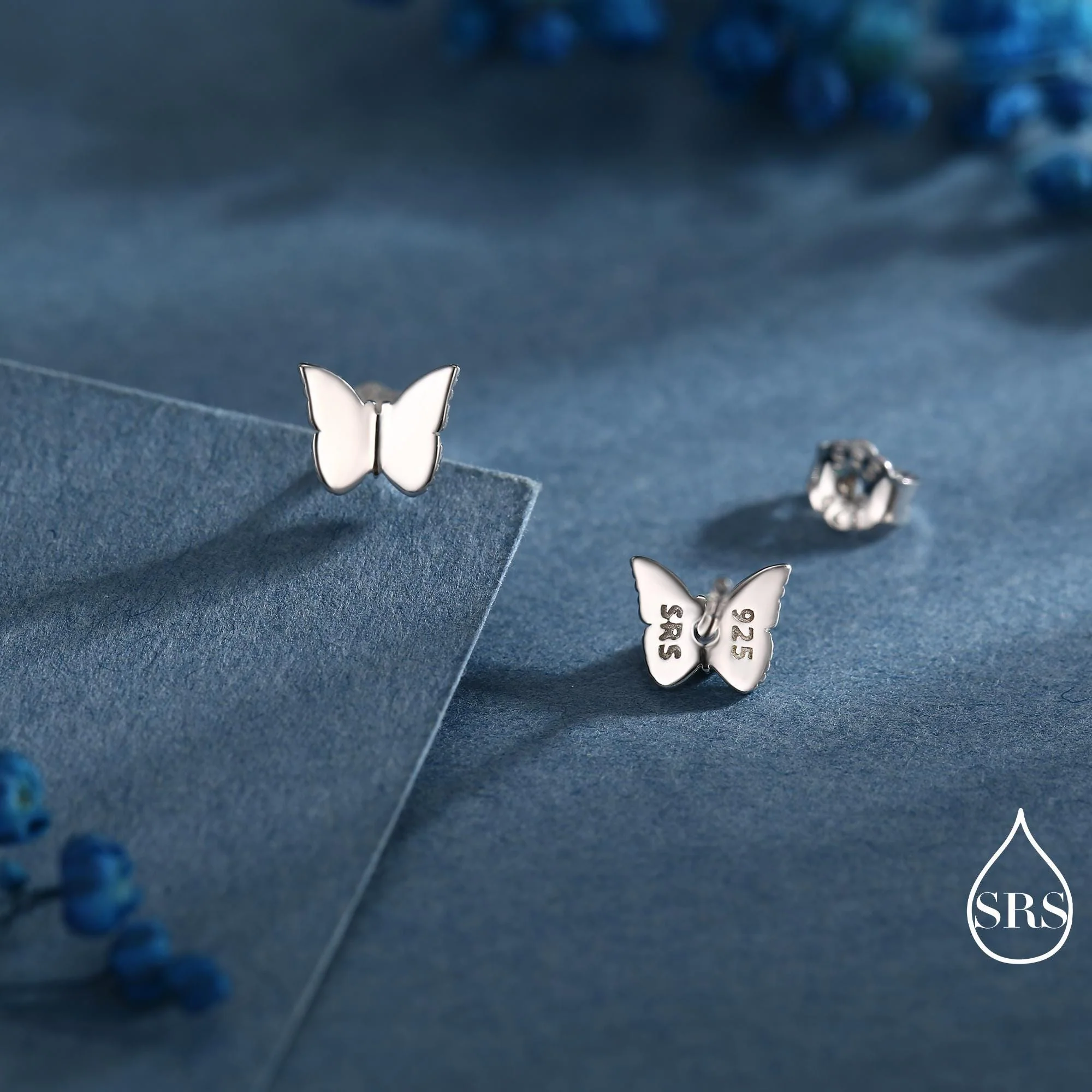 Tiny Butterfly Stud Earrings in Sterling Silver, Cute Dainty Minimal Jewellery - Image 5