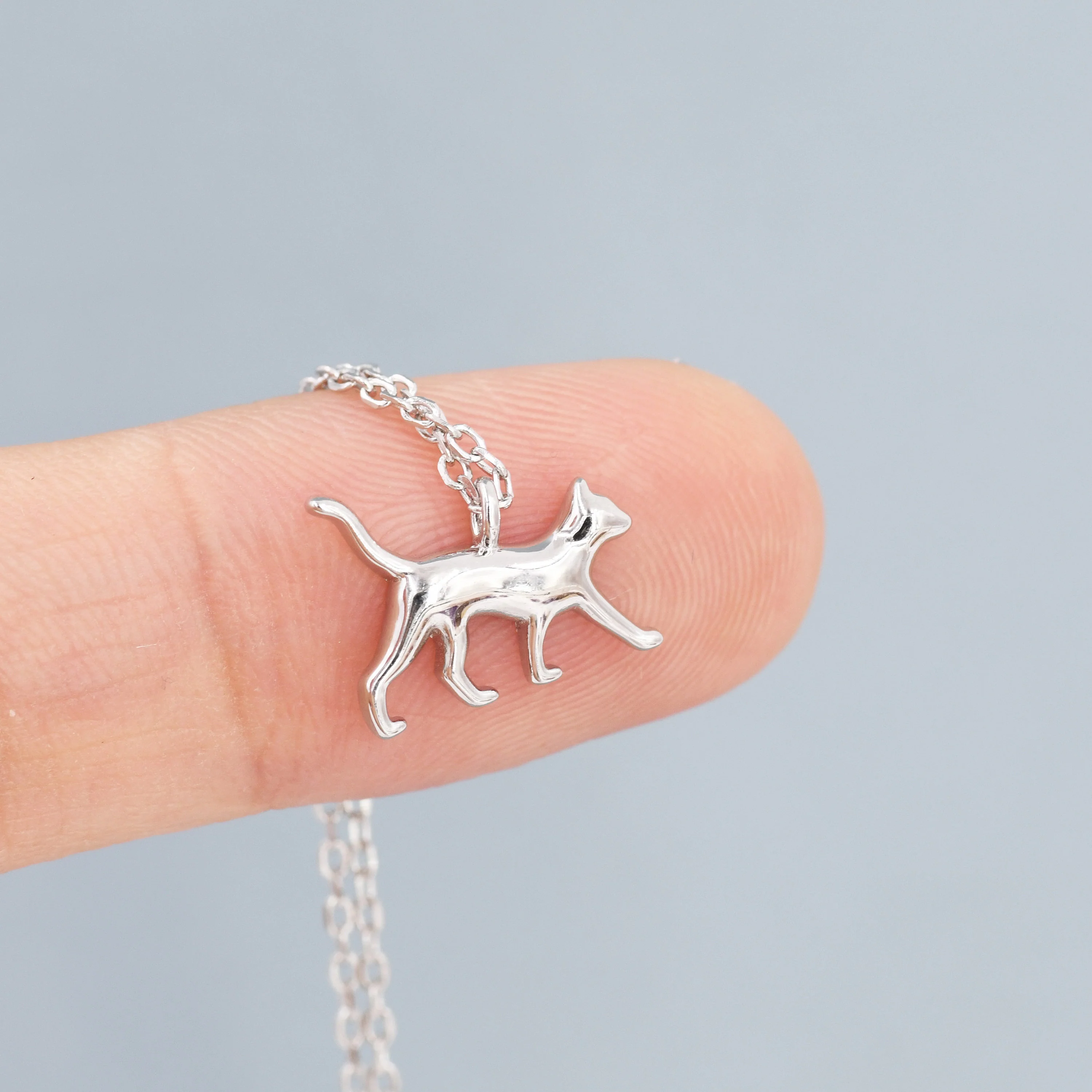 Cat Pendant Necklace in Sterling Silver, Cat Necklace, Nature Inspired Jewellery, Dainty and Delicate - Image 3