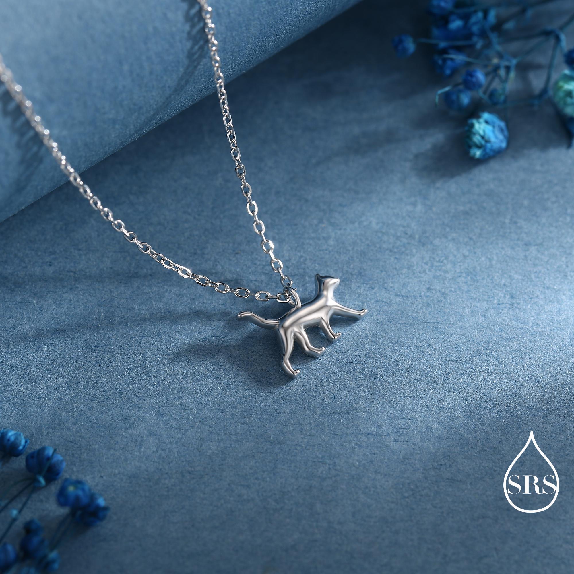 Cat Pendant Necklace in Sterling Silver, Cat Necklace, Nature Inspired Jewellery, Dainty and Delicate - Image 5