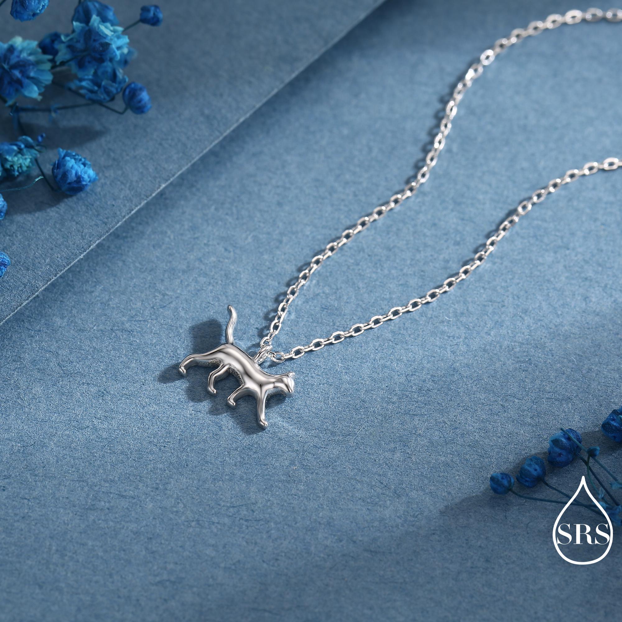 Cat Pendant Necklace in Sterling Silver, Cat Necklace, Nature Inspired Jewellery, Dainty and Delicate - Image 6