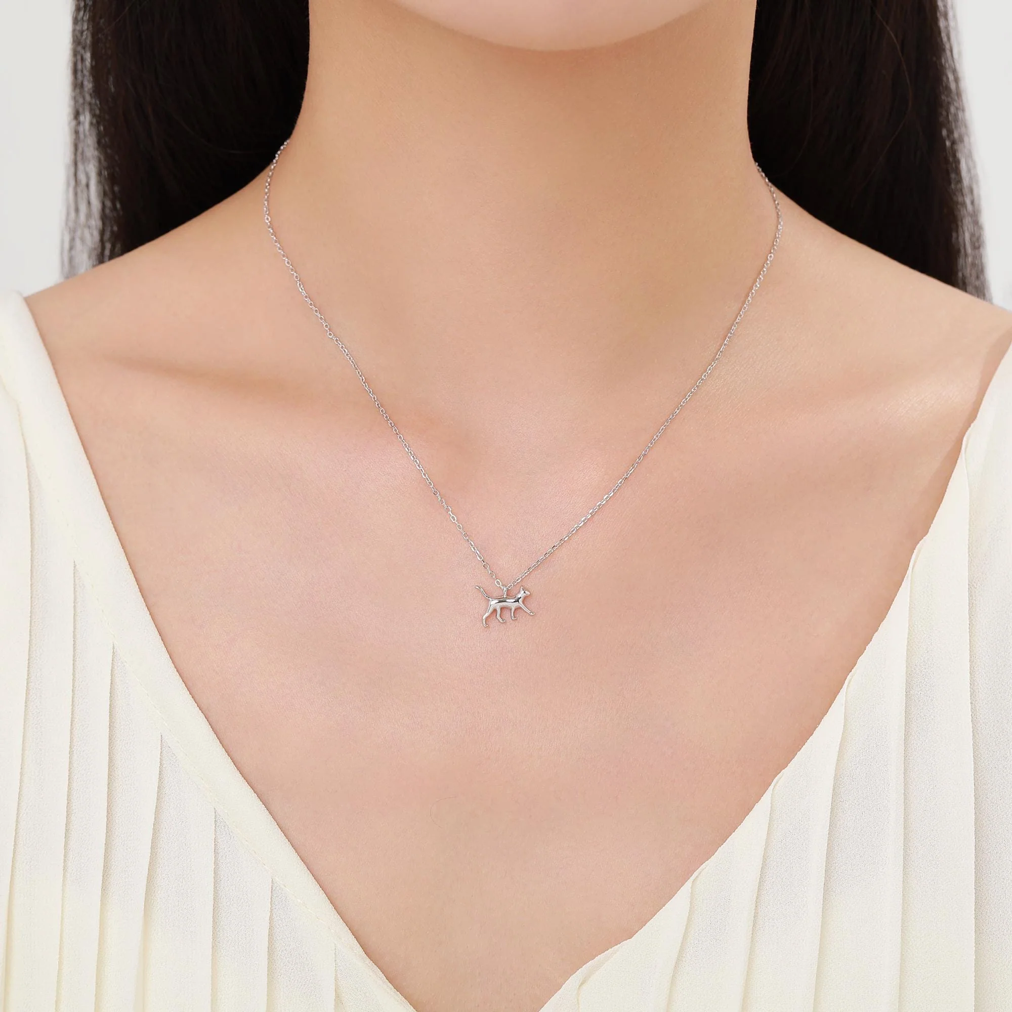 Cat Pendant Necklace in Sterling Silver, Cat Necklace, Nature Inspired Jewellery, Dainty and Delicate - Image 9