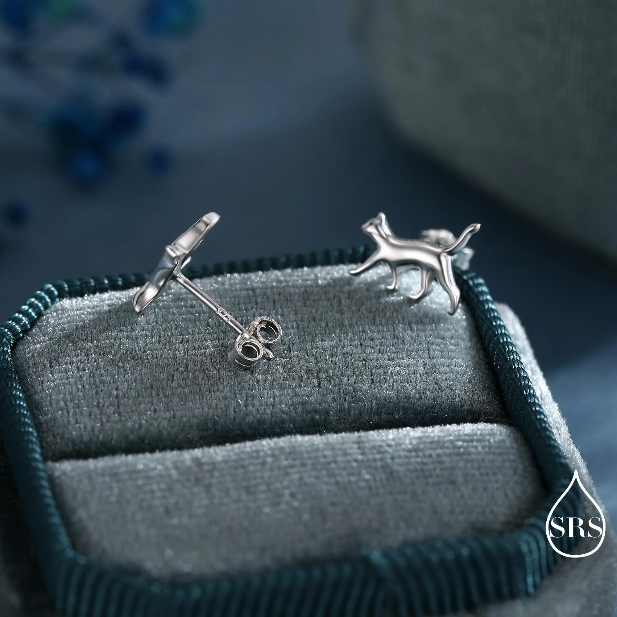 Cat Stud Earrings in Sterling Silver, Frosted Finish, Cute Dainty Minimal Jewellery, Cat Earrings - Image 6