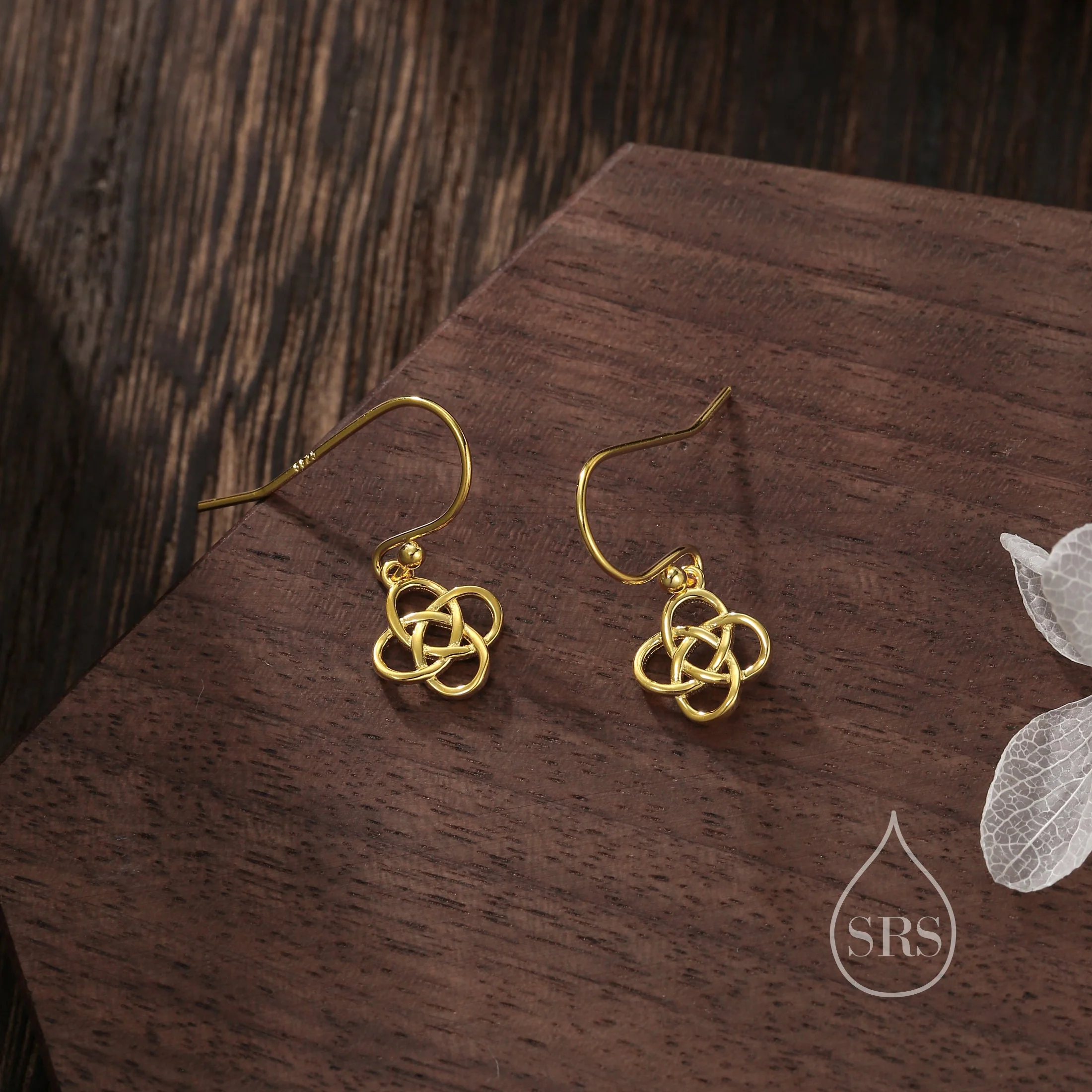 Celtic Knot Drop Hook Earrings in Sterling Silver, Silver or Gold, Knot Earrings - Image 6