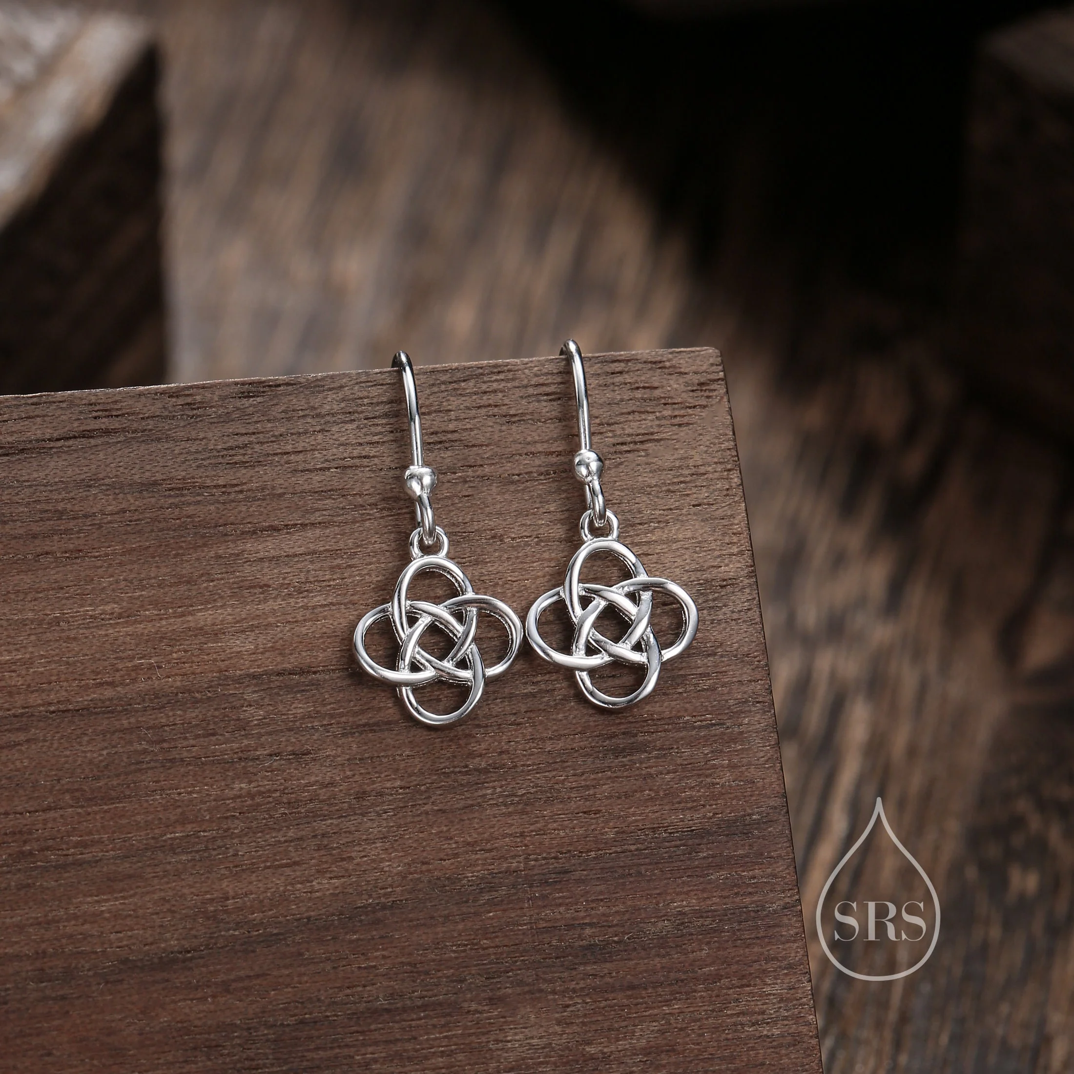 Celtic Knot Drop Hook Earrings in Sterling Silver, Silver or Gold, Knot Earrings - Image 7