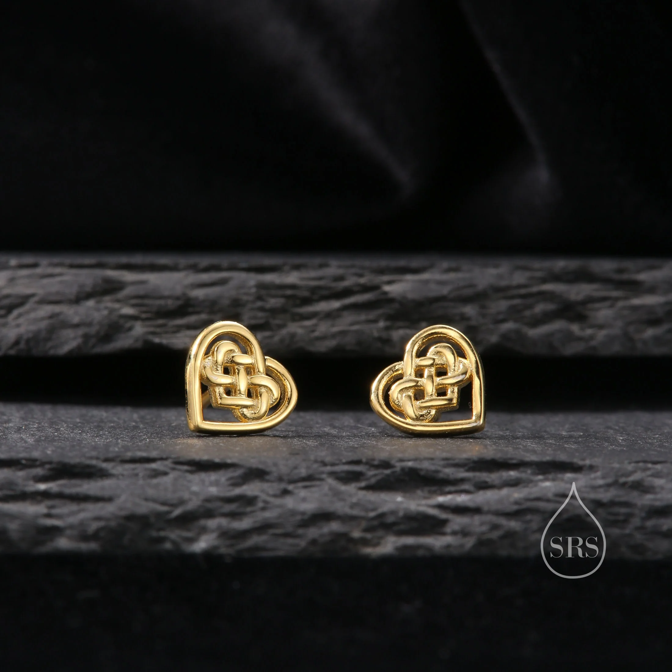 Celtic Knot Heart Stud Earrings in Sterling Silver, Silver, Gold or Rose Gold, Unicorn Earrings, Celtic Trinity Knot Heart Earrings - Image 3