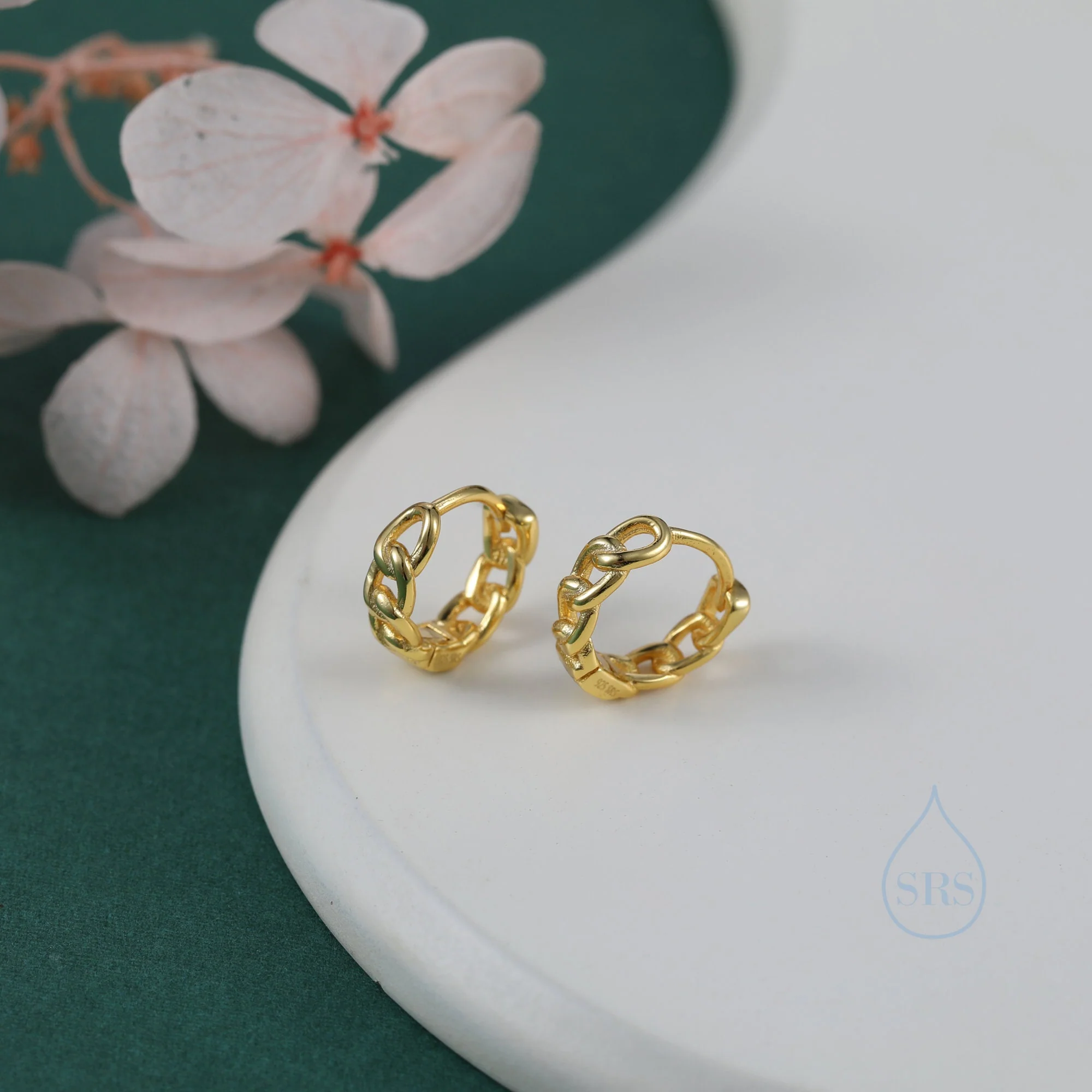 Chain Huggie Hoops in Sterling Silver, Silver or Gold, Available in 6mm, 7mm, 8mm, cartilage hoops, 6mm chain hoops - Image 5