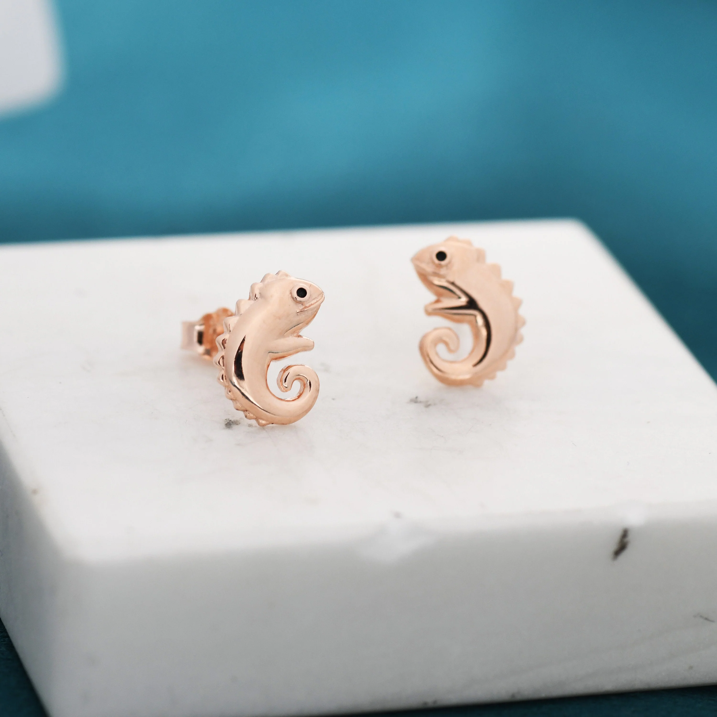 Chameleon Stud Earrings in Sterling Silver, Lizard Stud, Cute Animal Earrings, Nature Inspired Earrings - Image 3