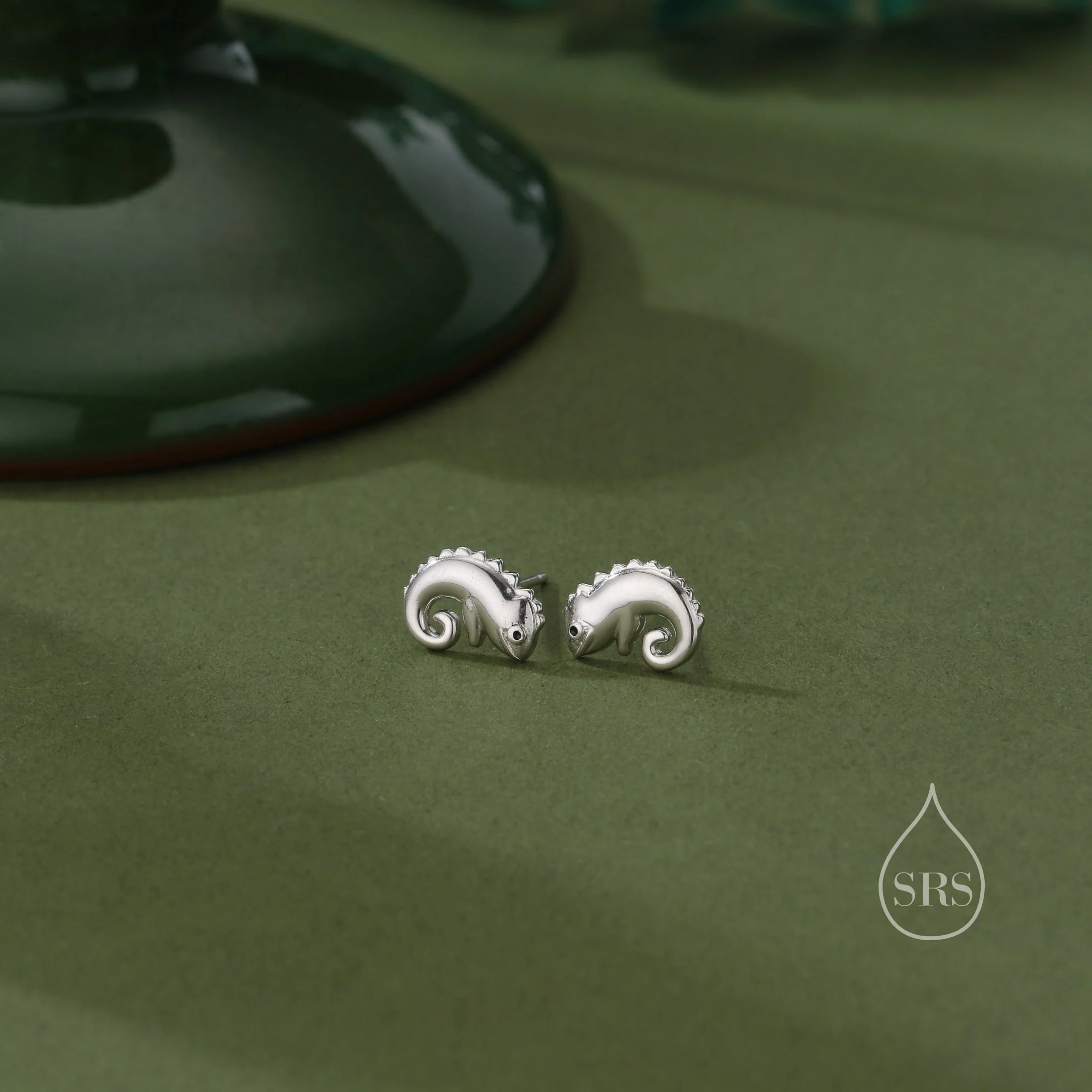 Chameleon Stud Earrings in Sterling Silver, Lizard Stud, Cute Animal Earrings, Nature Inspired Earrings - Image 8