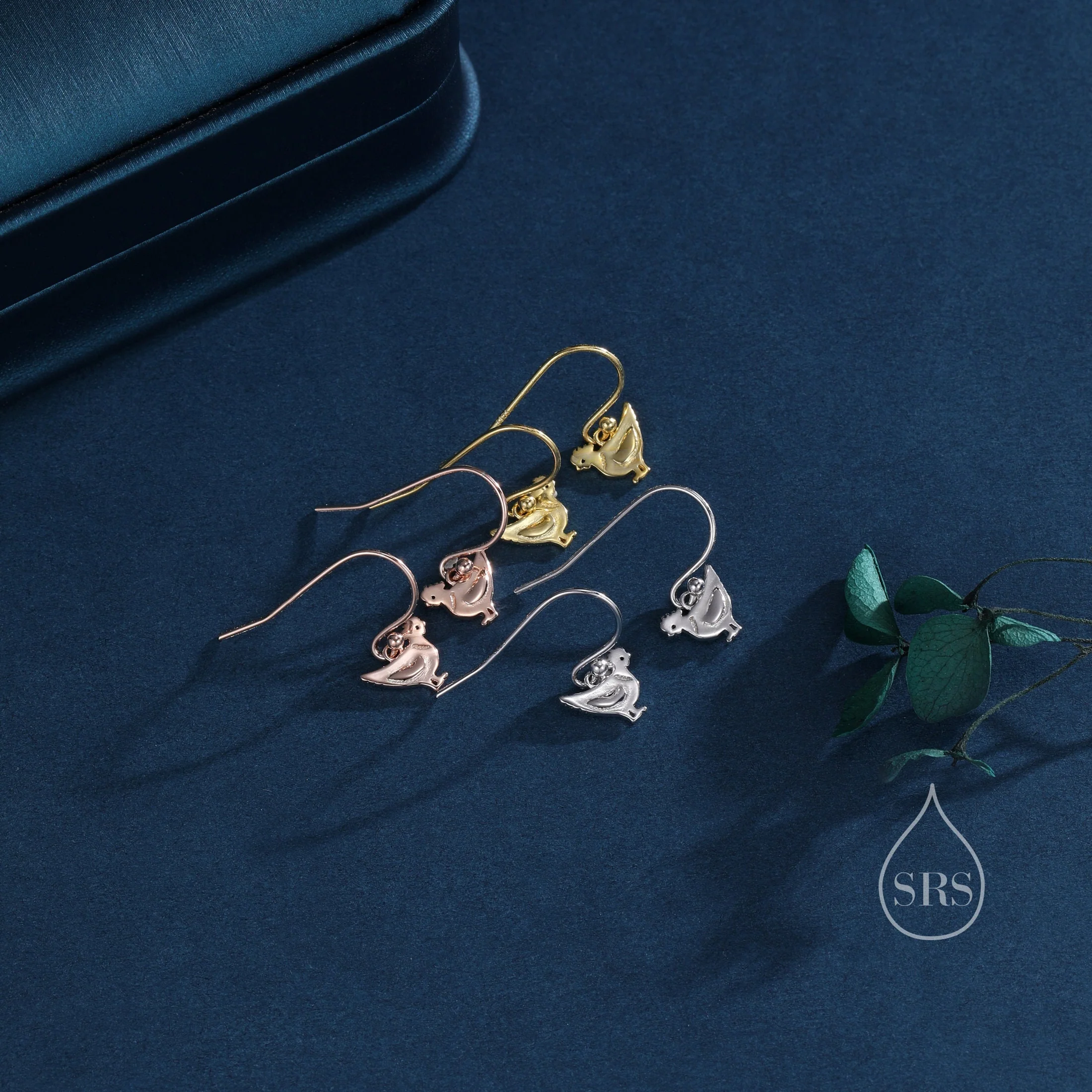 Chicken Drop Hook Earrings in Sterling Silver, Silver or Gold or Rose Gold, Nature Inspired Bird Earrings, Farm Animal Earrings - Image 5