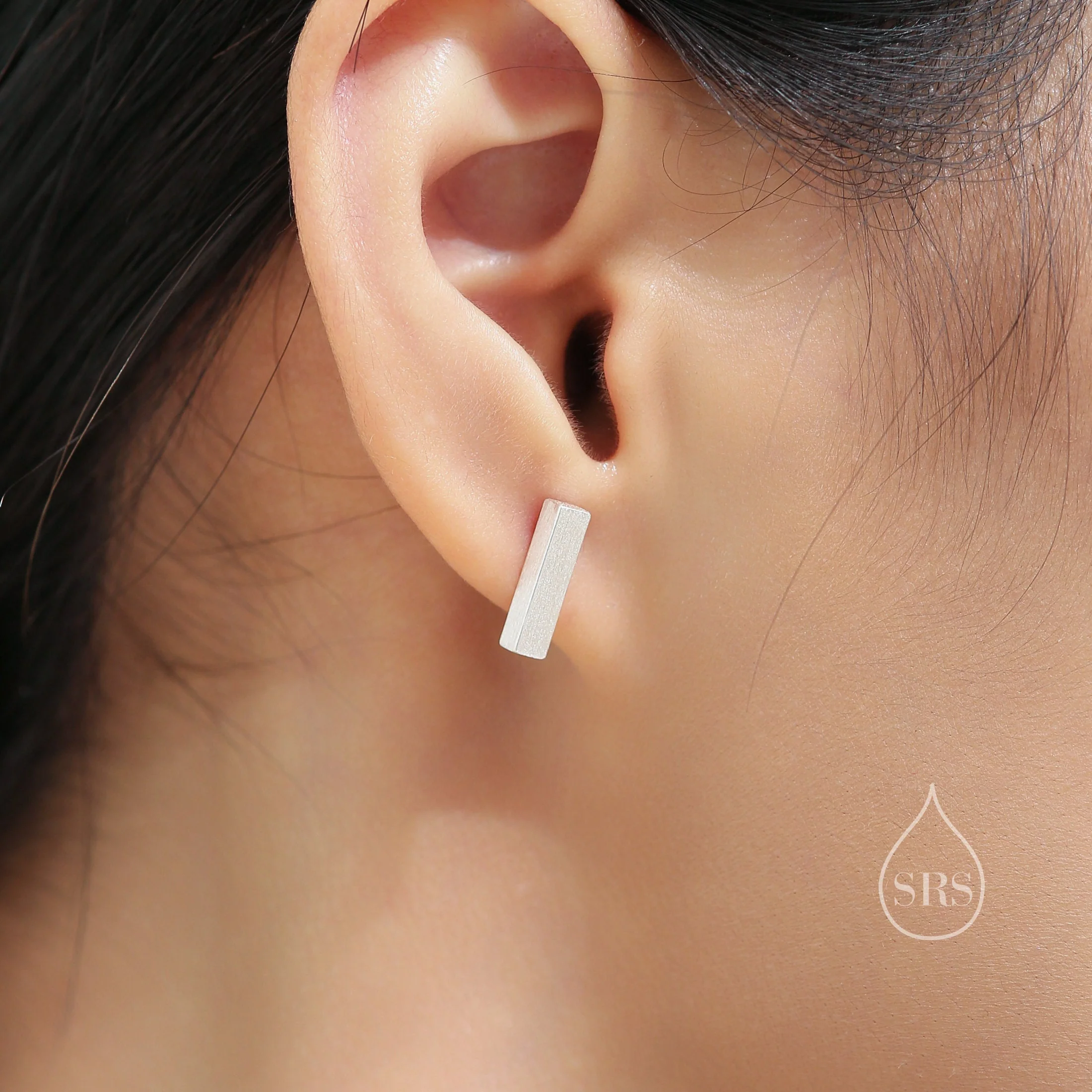 Chunky Geometric 12MM Bar Stud Earrings in Sterling Silver, Polished or Textured, Chunky Bar Earrings