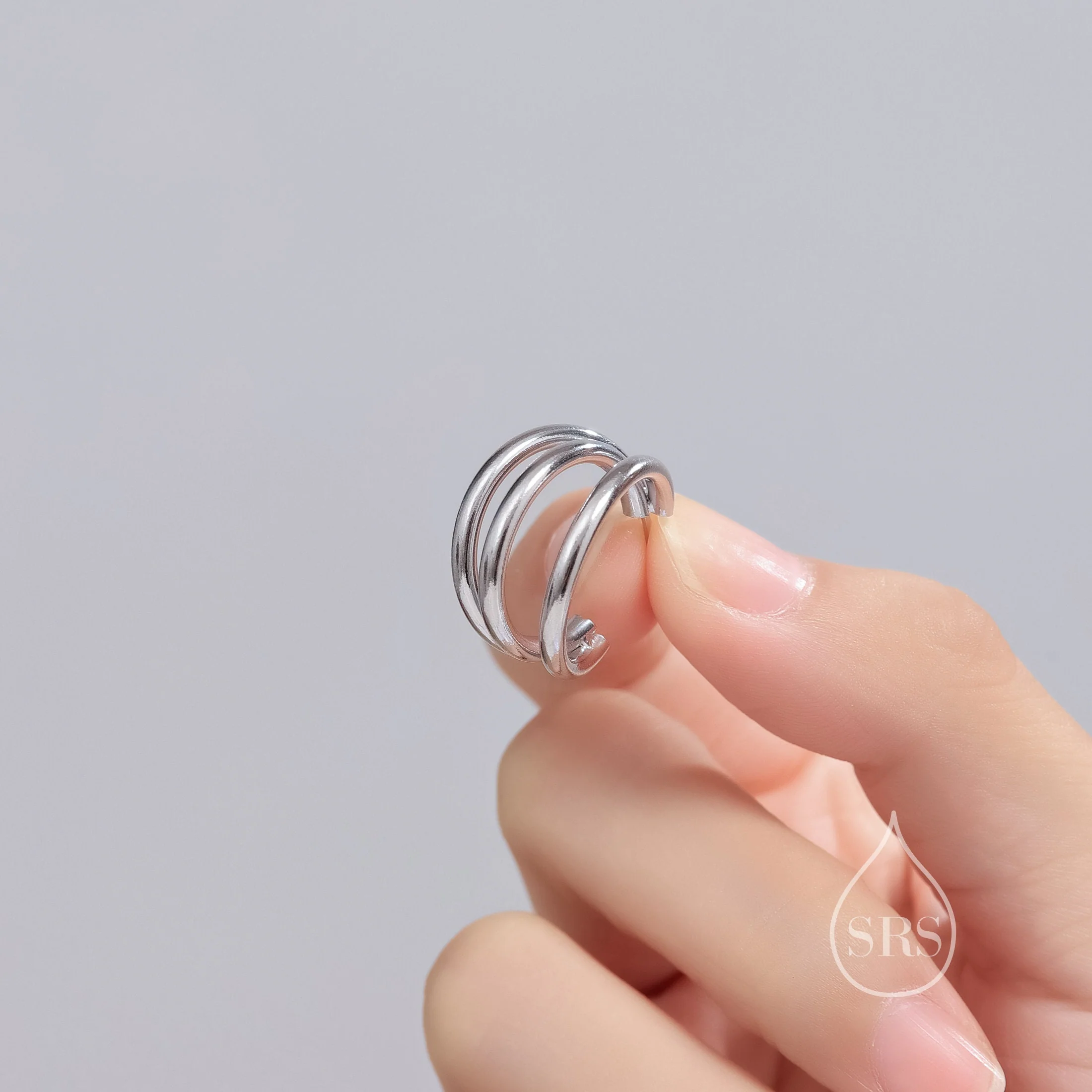 Chunky Triple Hoop Earrings in Sterling Silver, Silver or Gold Finish, Large Hoop Earrings, Chunky but Light Weight - Image 5