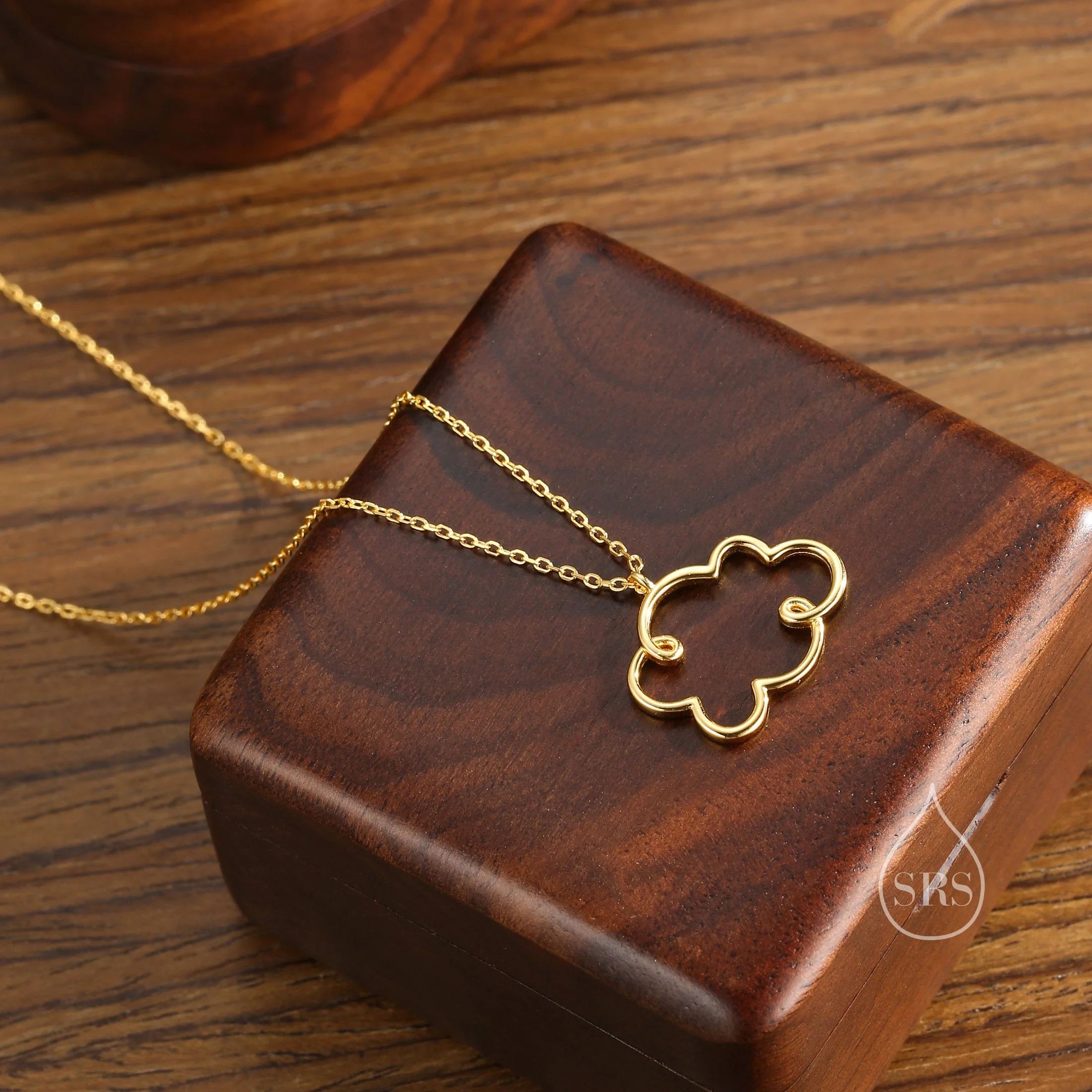 Cloud Outline Pendant Necklace in Sterling Silver, Silver or Gold, Cloud necklace, Fun and Quirky Necklace - Image 4