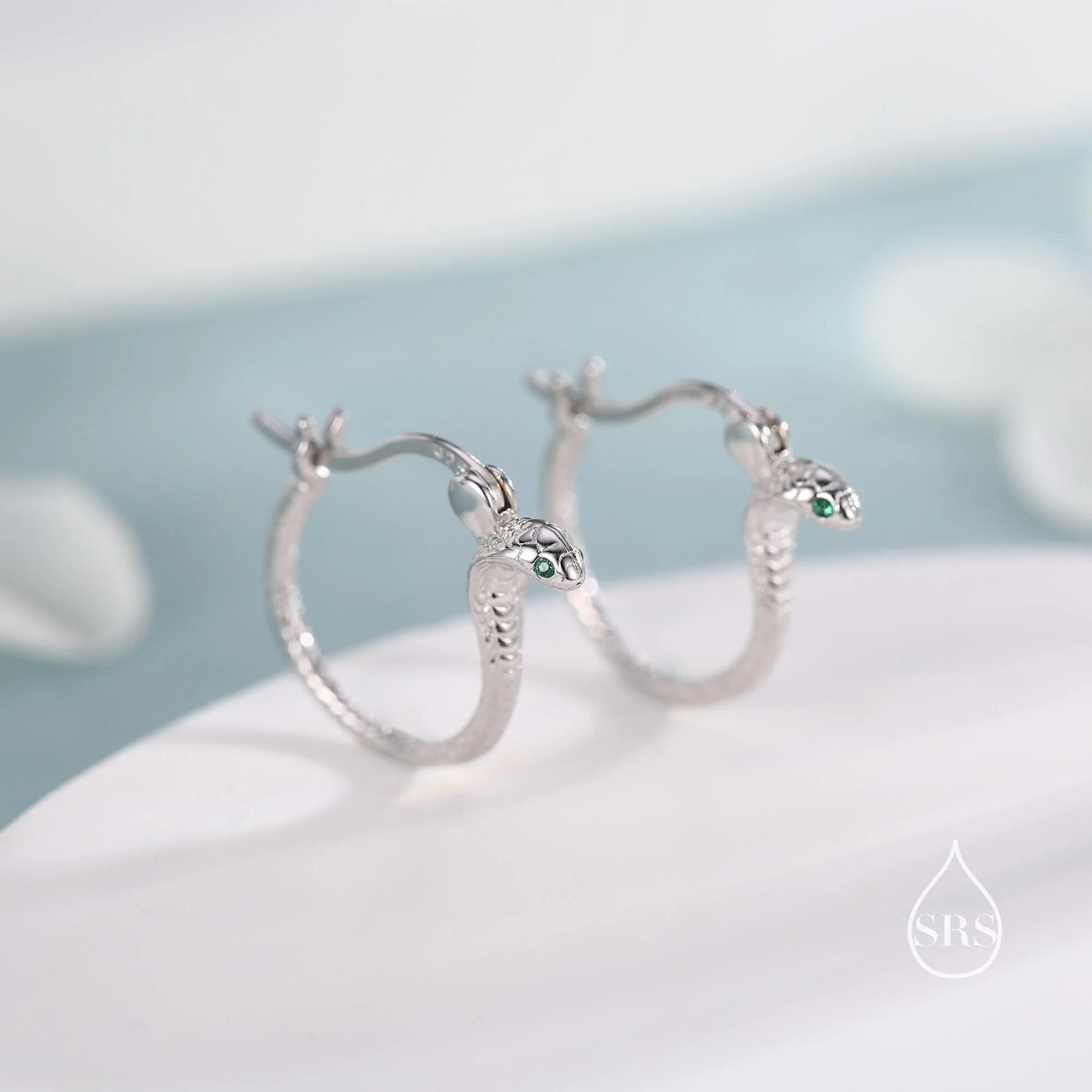 Cobra Snake Hoops in Sterling Silver, Gold, Rose Gold or Black, 12mm, Snake Earrings, Snake Hoops