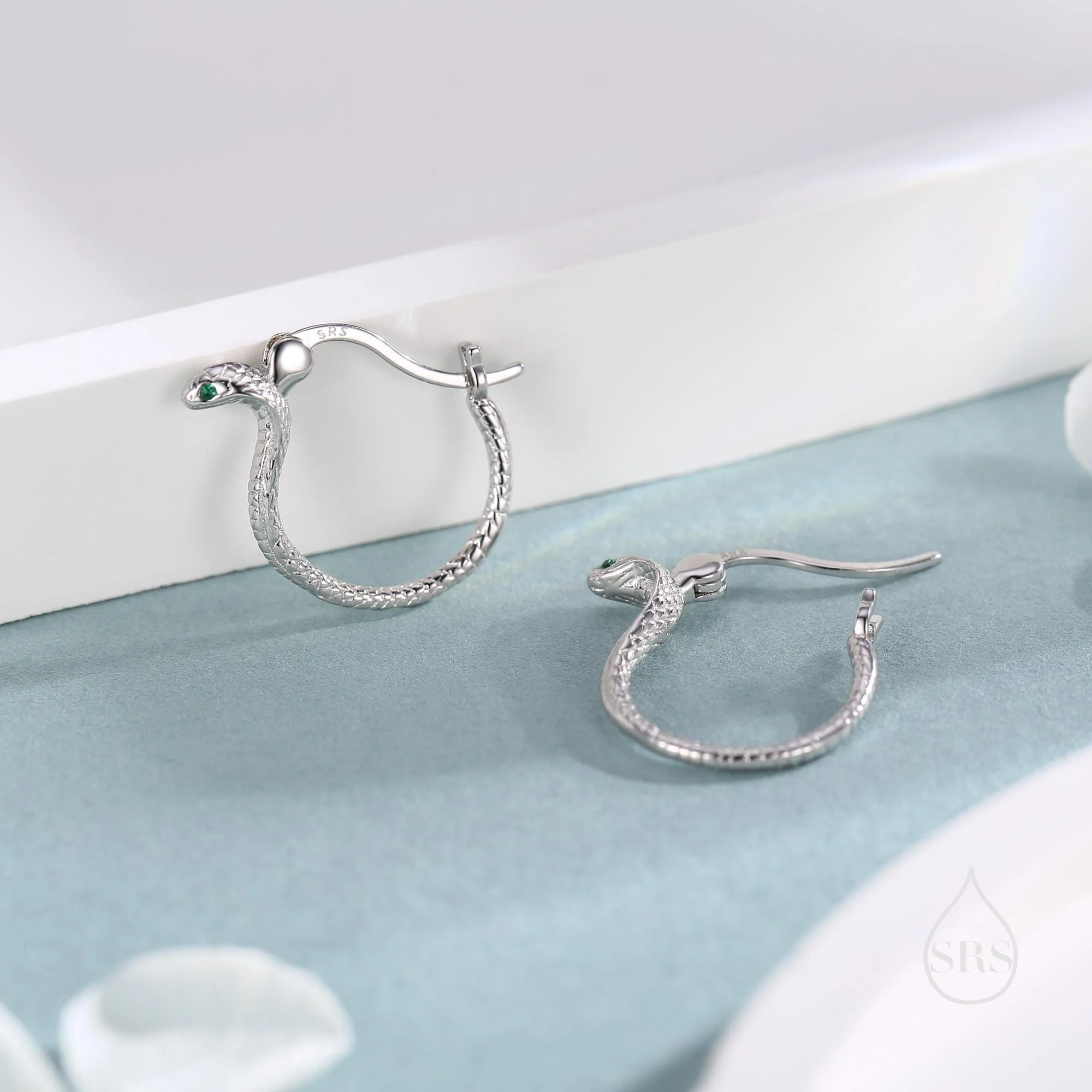 Cobra Snake Hoops in Sterling Silver, Gold, Rose Gold or Black, 12mm, Snake Earrings, Snake Hoops - Image 2