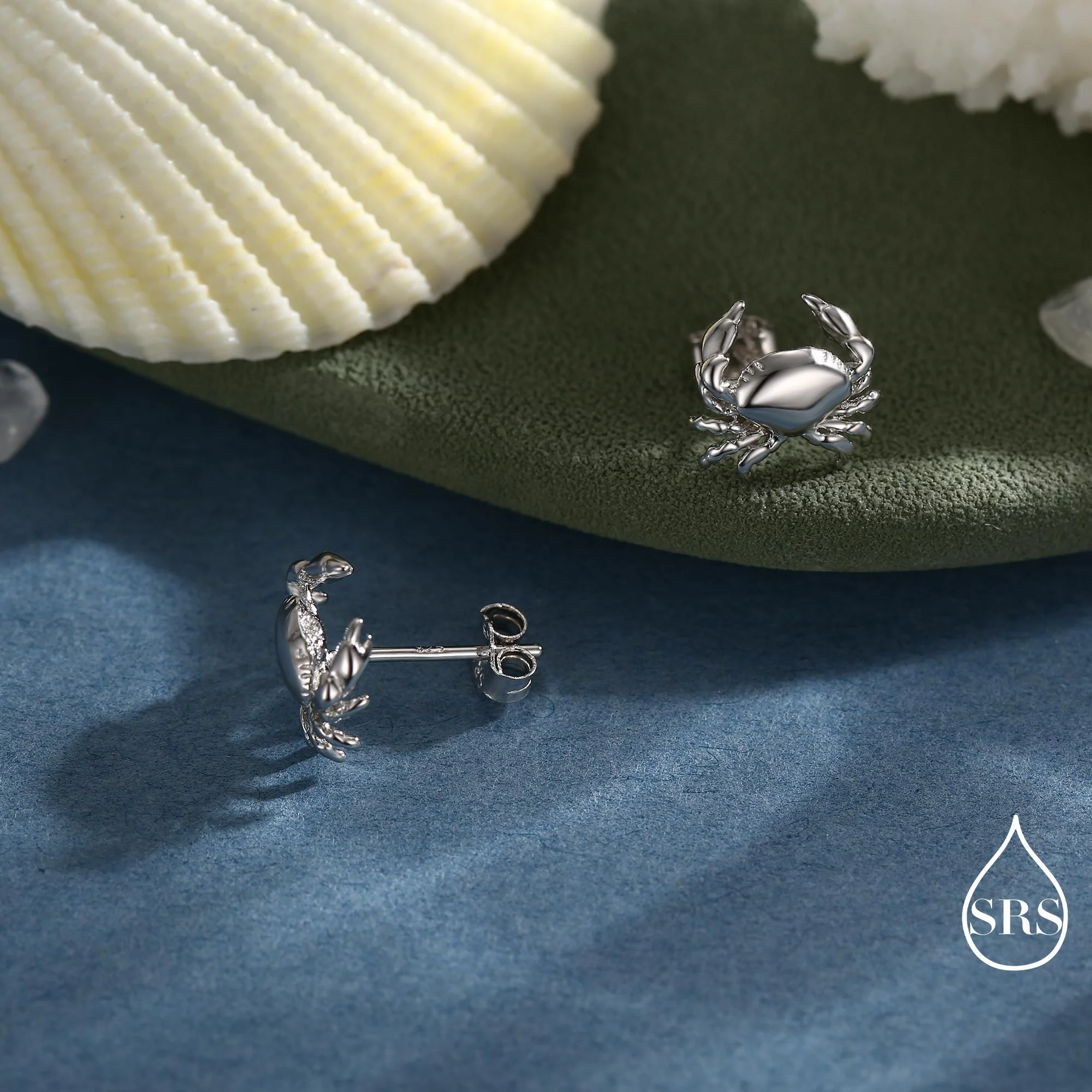 Crab Stud Earrings in Sterling Silver- 3D Crab - Seaside Memories - Sea Earrings - Ocean - Cute, Fun, Whimsical and Pretty Jewellery - Image 3