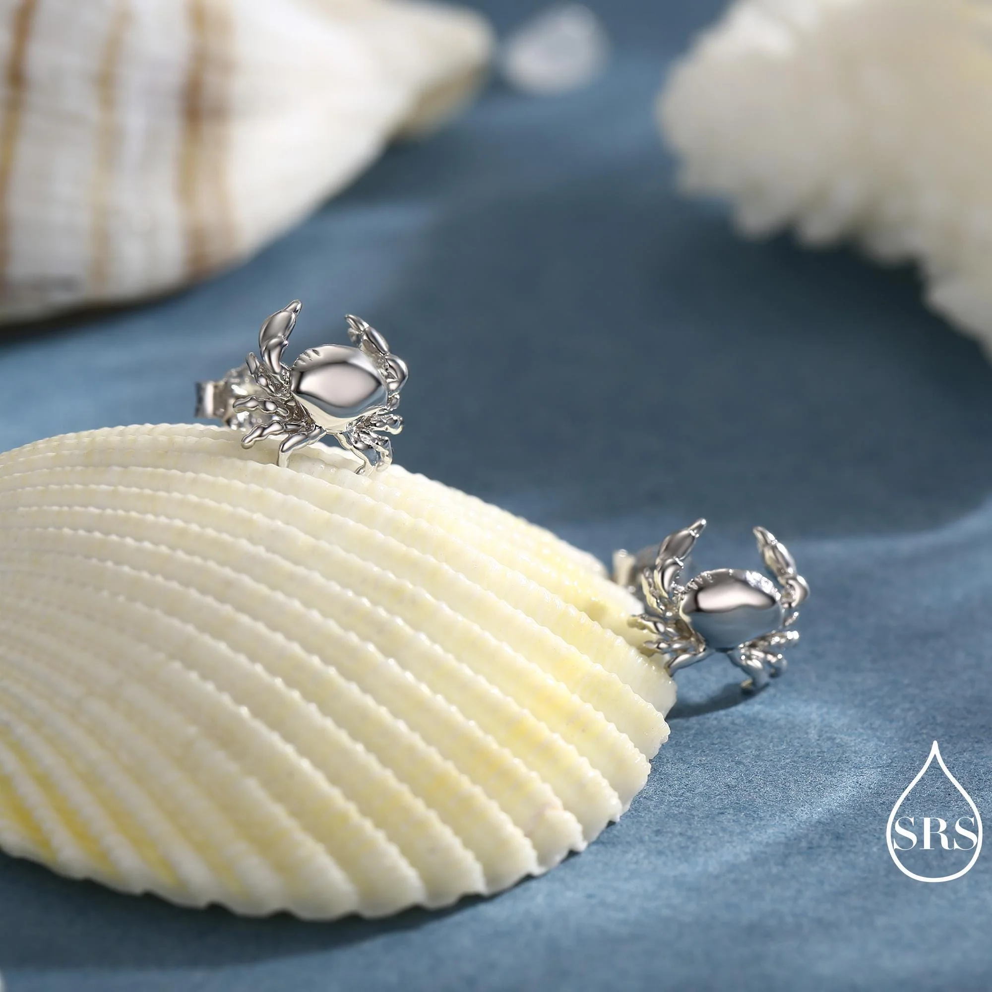 Crab Stud Earrings in Sterling Silver- 3D Crab - Seaside Memories - Sea Earrings - Ocean - Cute, Fun, Whimsical and Pretty Jewellery - Image 4