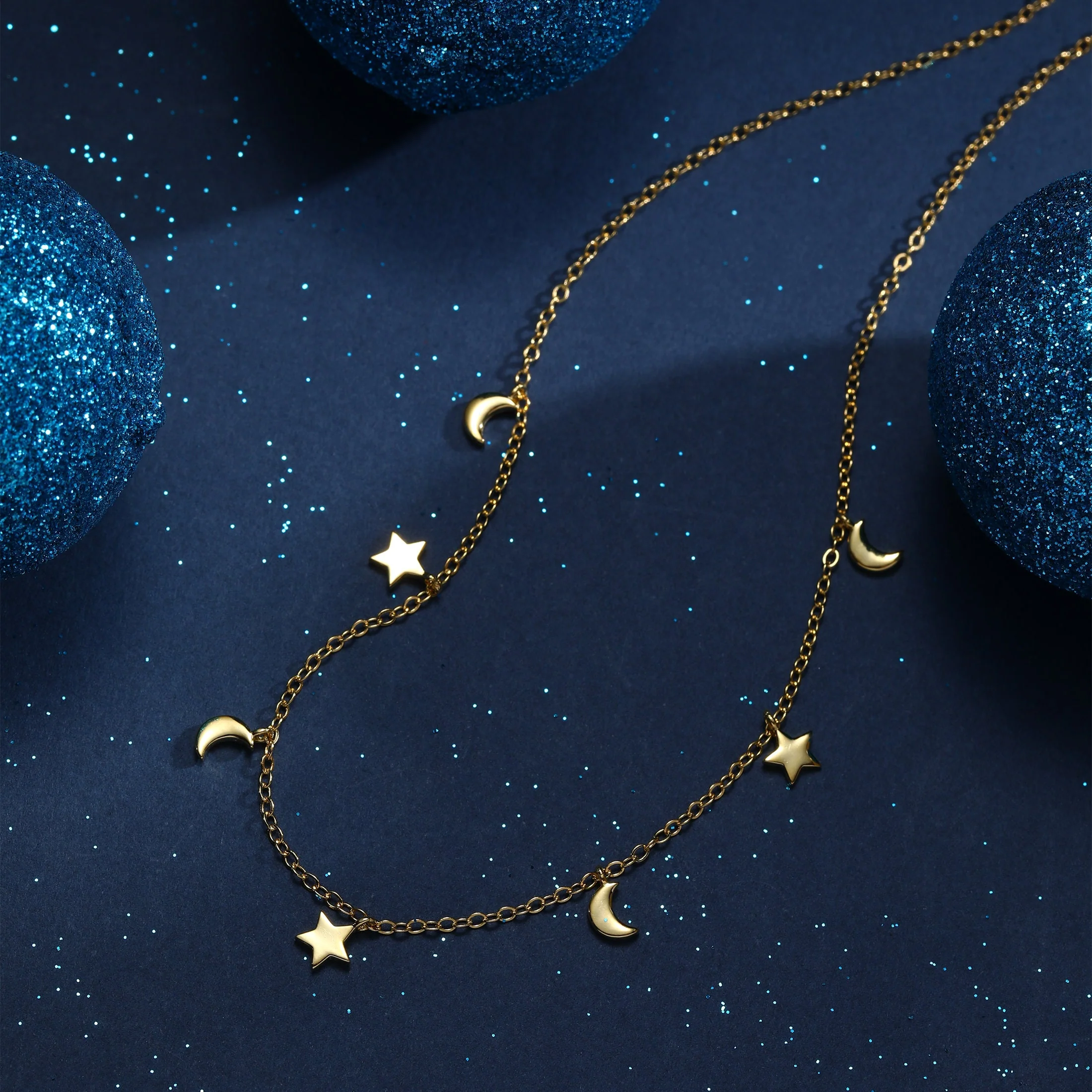 Crescent Moon and Star Charm Necklace in Sterling Silver, Silver or Gold, Star and Moon Necklace, Star Moon Pendant, New Moon Necklace - Image 5