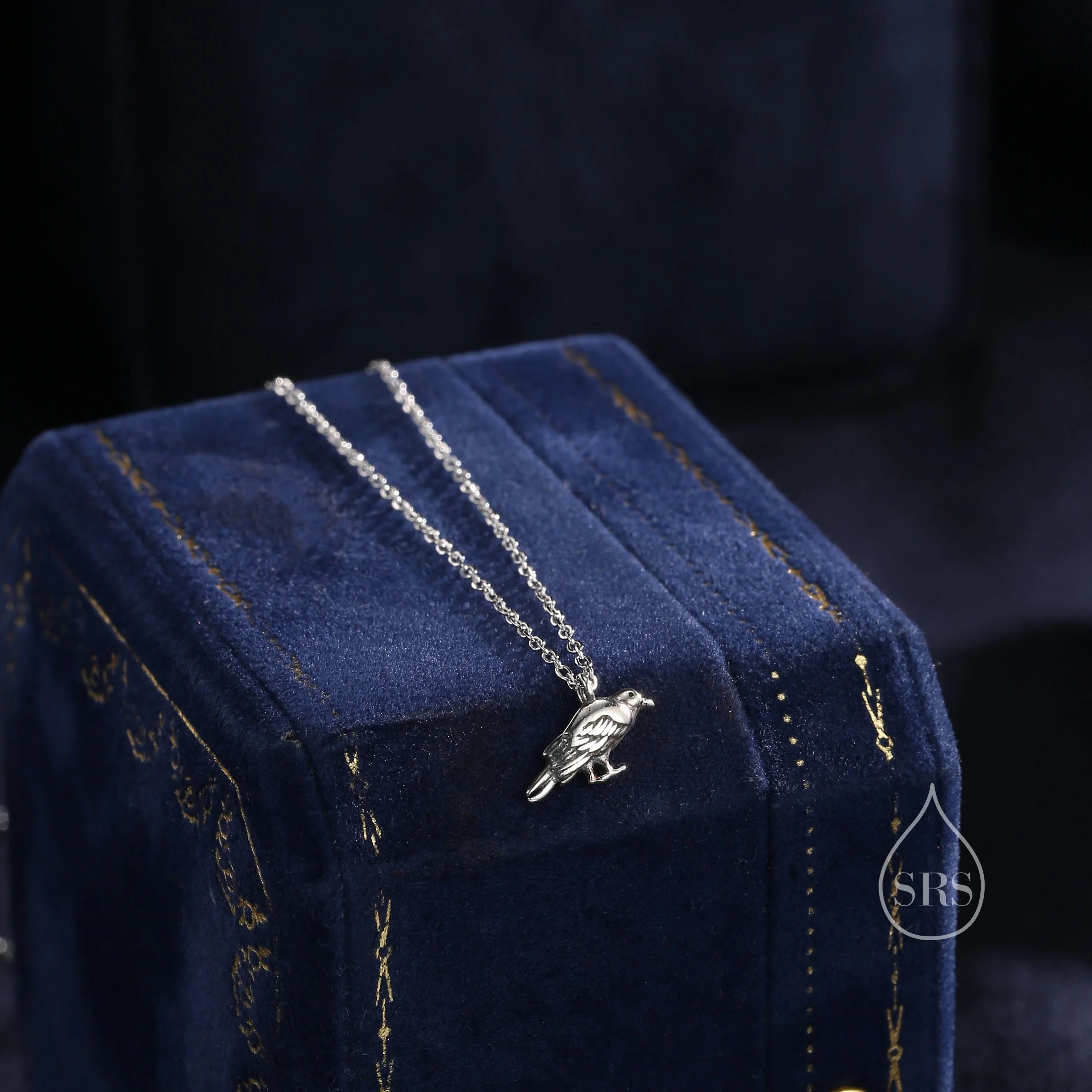 Crow Bird Pendant Necklace in Sterling Silver, Crow Bird Necklace, Raven Silver Bird Necklace - Image 4
