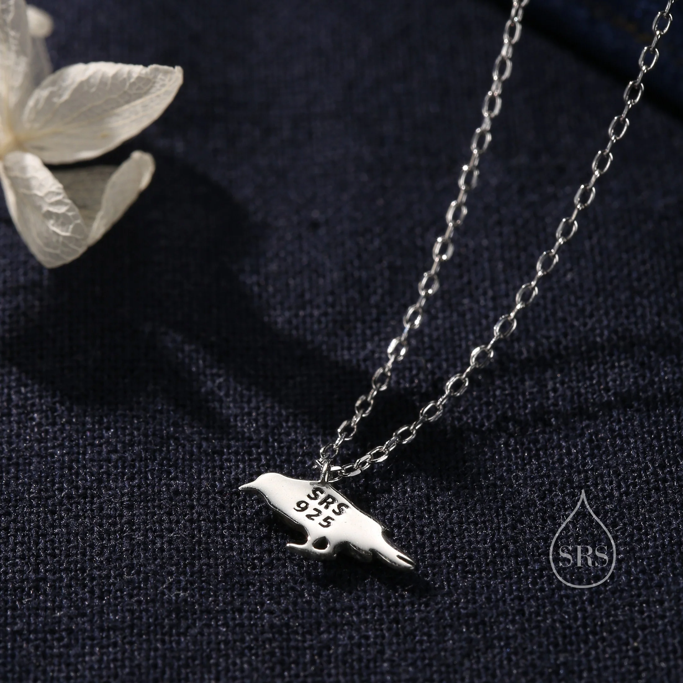 Crow Bird Pendant Necklace in Sterling Silver, Crow Bird Necklace, Raven Silver Bird Necklace - Image 5