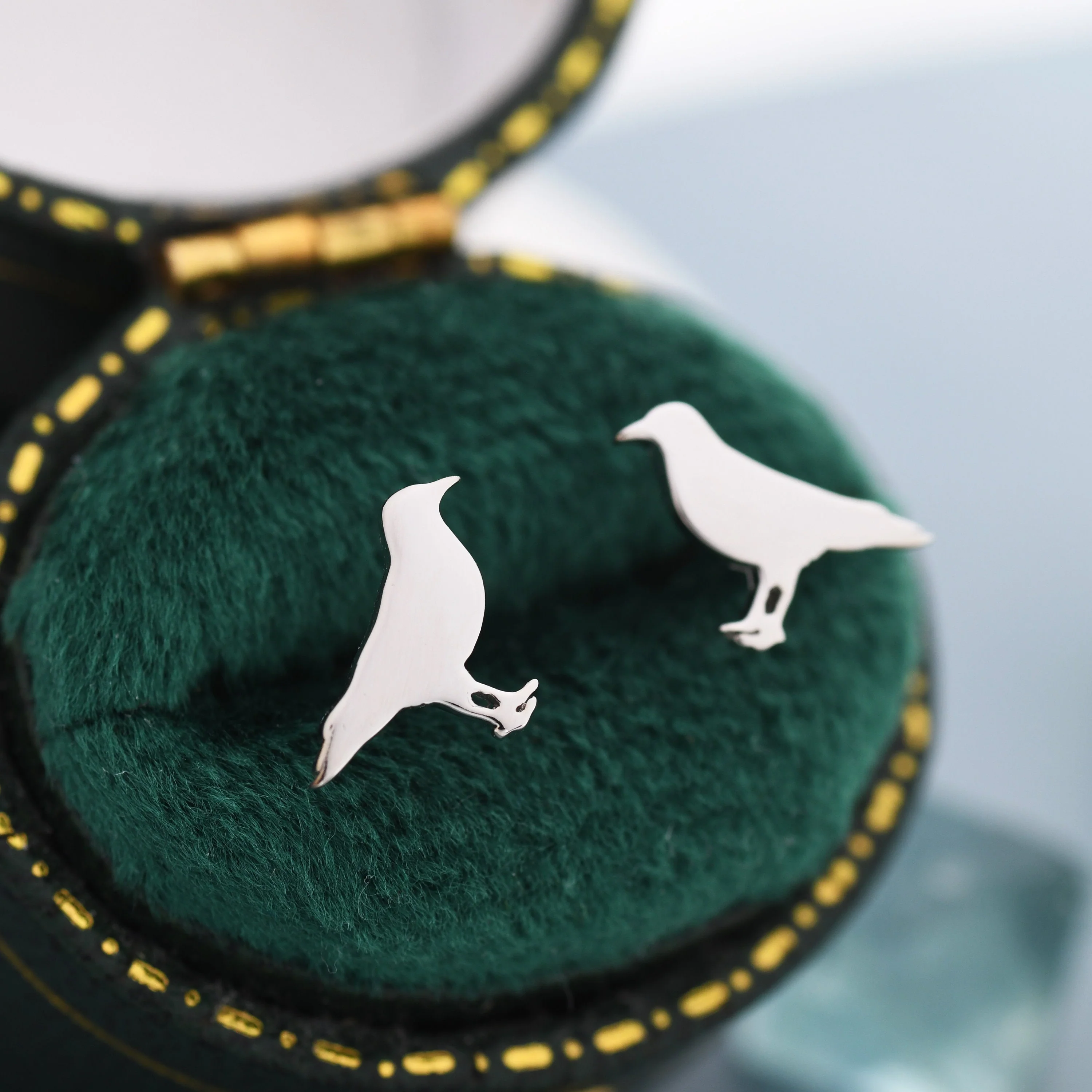Crow Bird Stud Earrings in Sterling Silver, Silver or Gold, Crow Earrings, Animal Earrings, Nature Inspired - Image 4