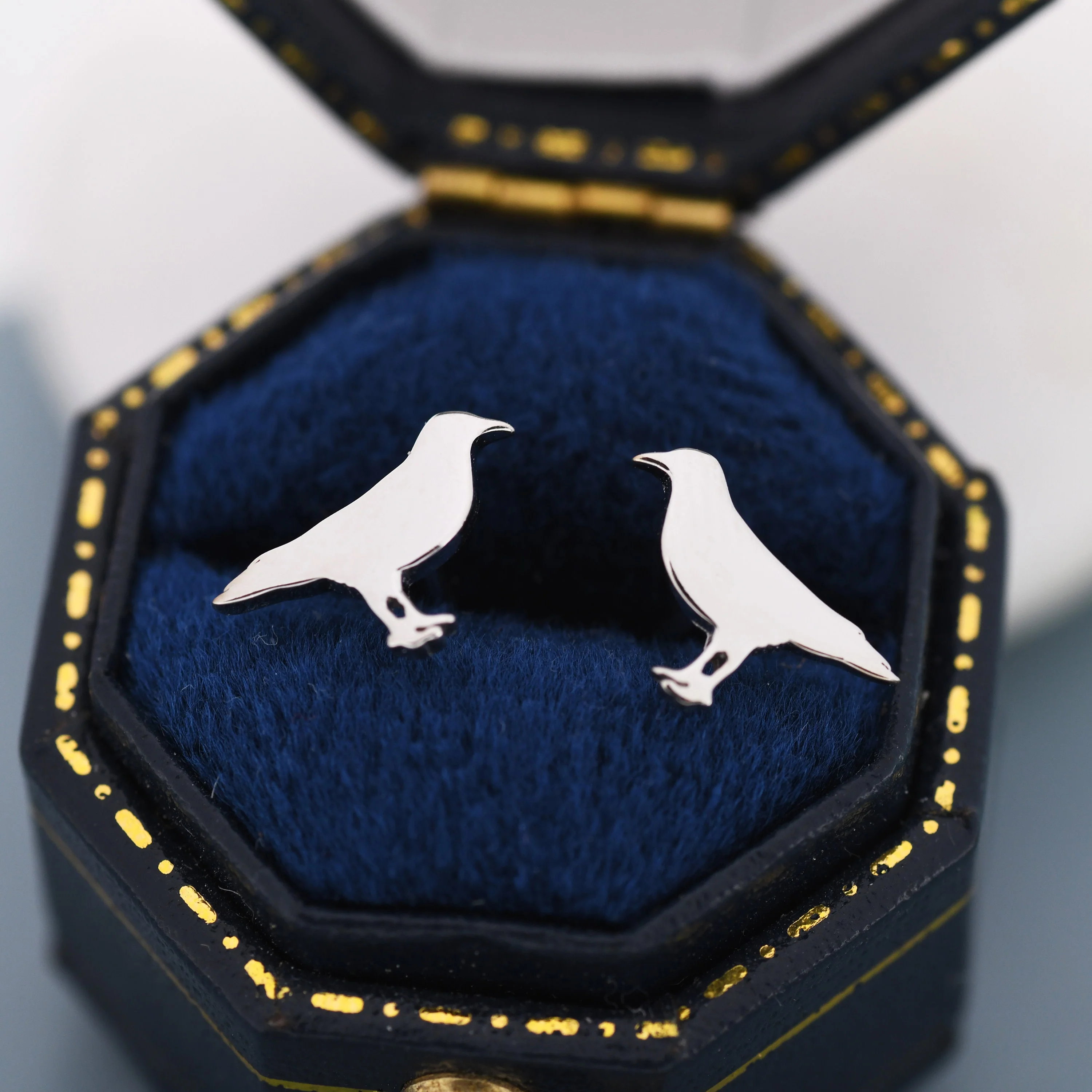 Crow Bird Stud Earrings in Sterling Silver, Silver or Gold, Crow Earrings, Animal Earrings, Nature Inspired - Image 5