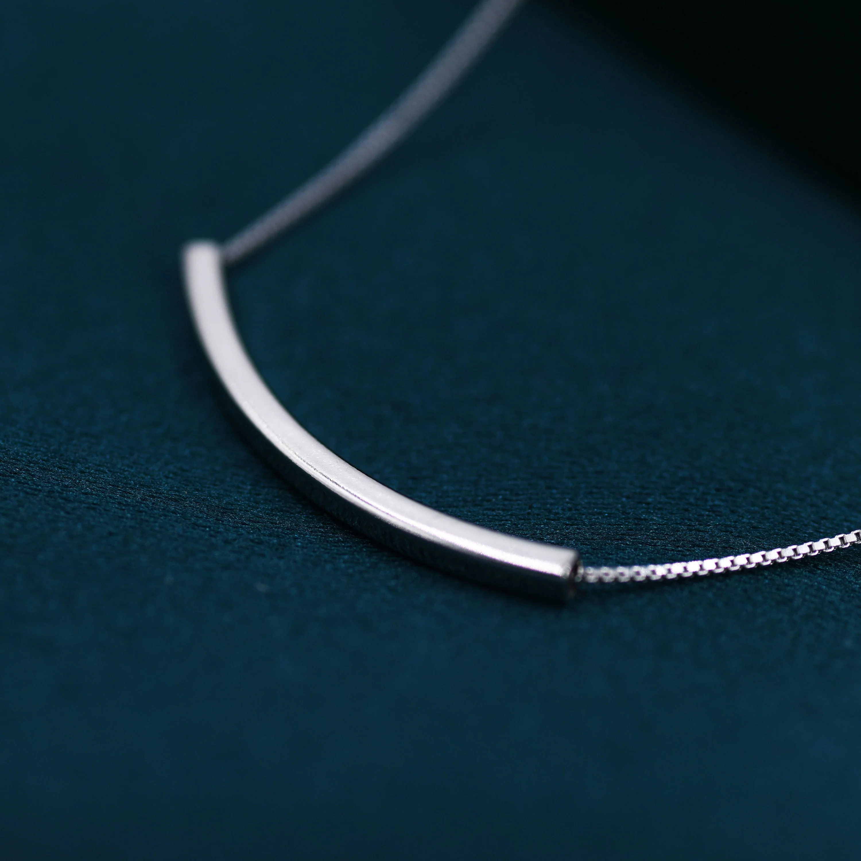 Curved Bar Necklace in Sterling Silver, Bar Necklace, Smile Necklace, Curved Necklace - Image 5