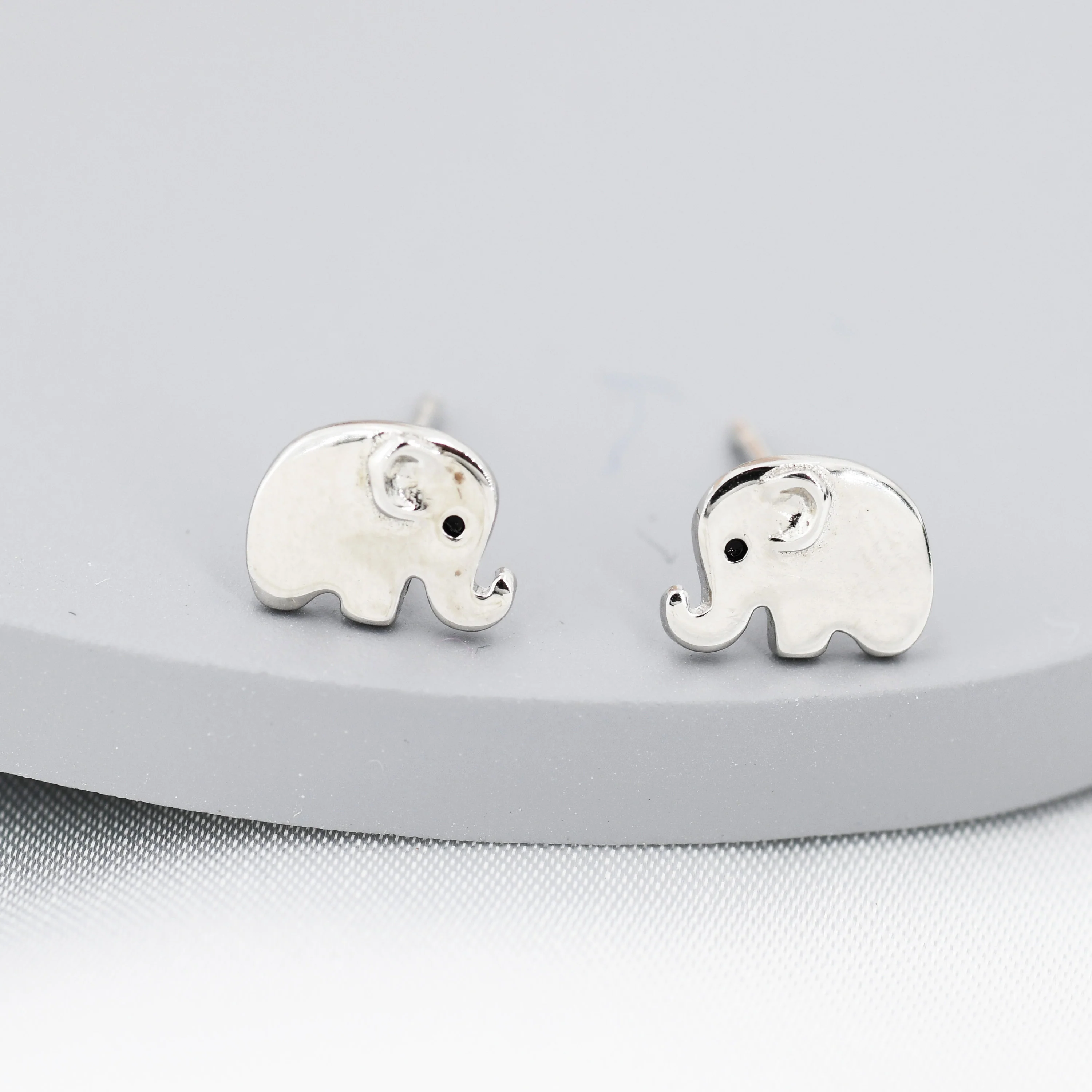 Cute Baby Elephant Stud Earrings in Sterling Silver, Tiny Elephant Earrings, Nature Inspired Animal Earrings - Image 4