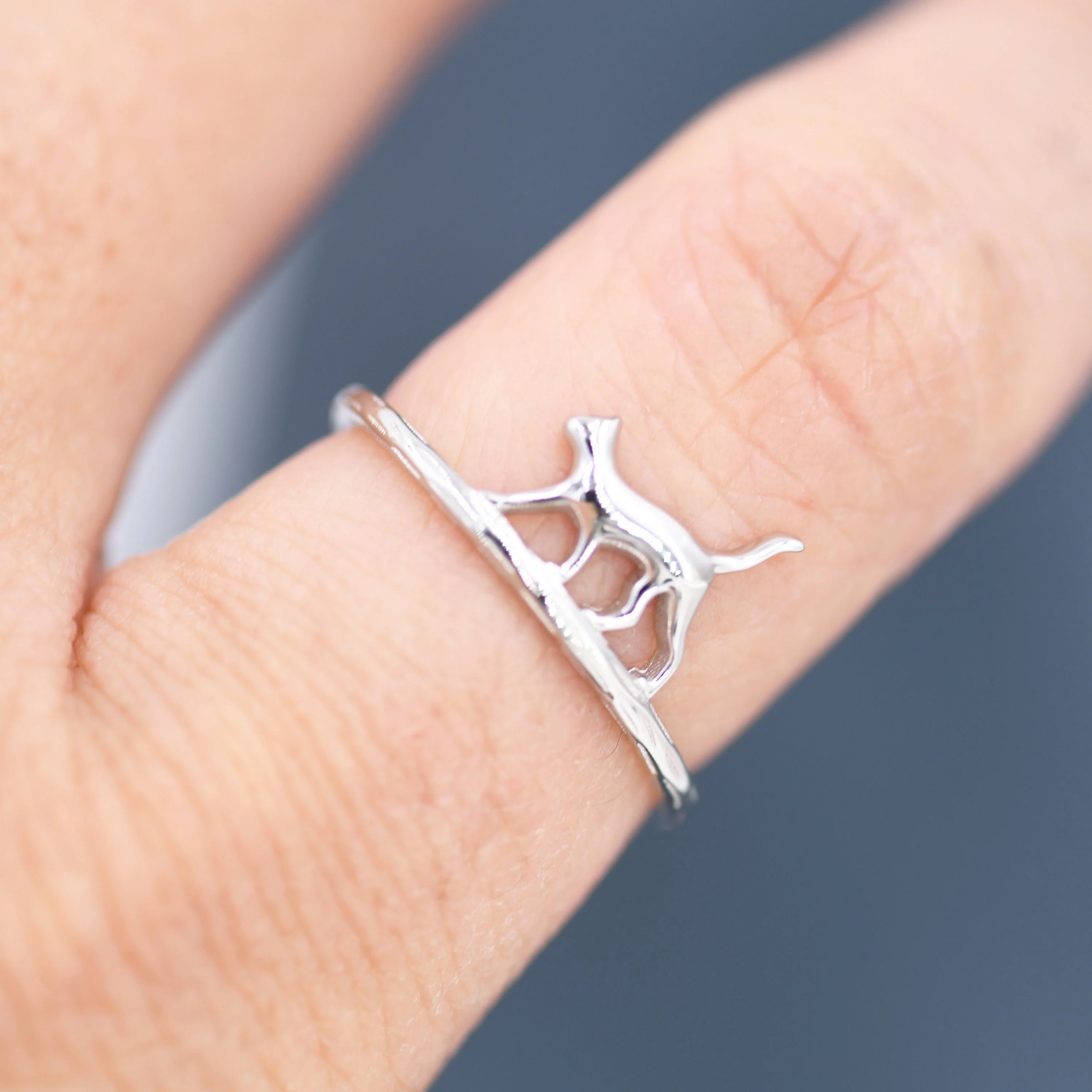Cute Cat Ring in Sterling Silver, Cat Silhouette Ring, Two Finished Available, Kitty Cat Ring, Cat Lover Gift US 5 - 8, - Image 3