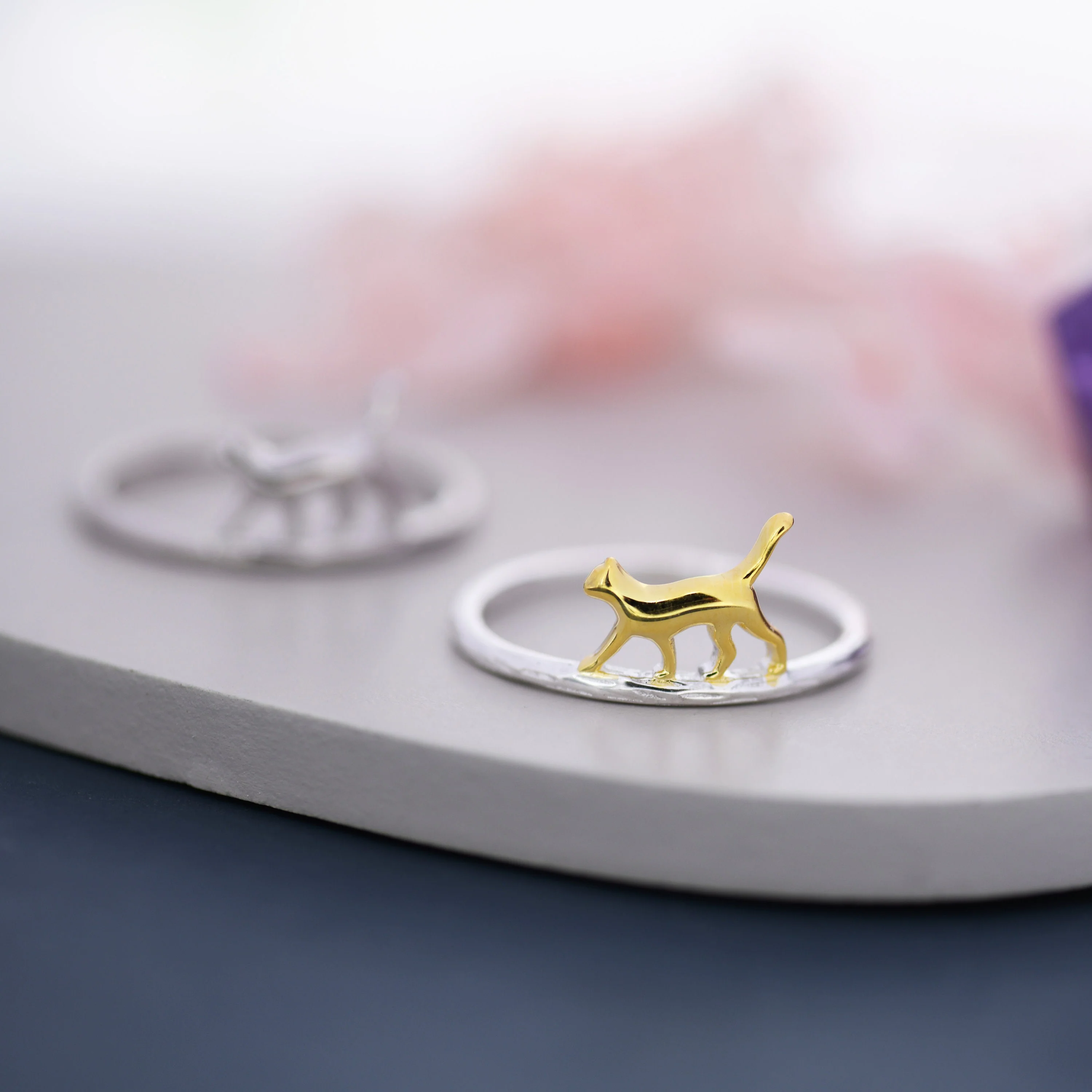 Cute Cat Ring in Sterling Silver, Cat Silhouette Ring, Two Finished Available, Kitty Cat Ring, Cat Lover Gift US 5 - 8, - Image 4