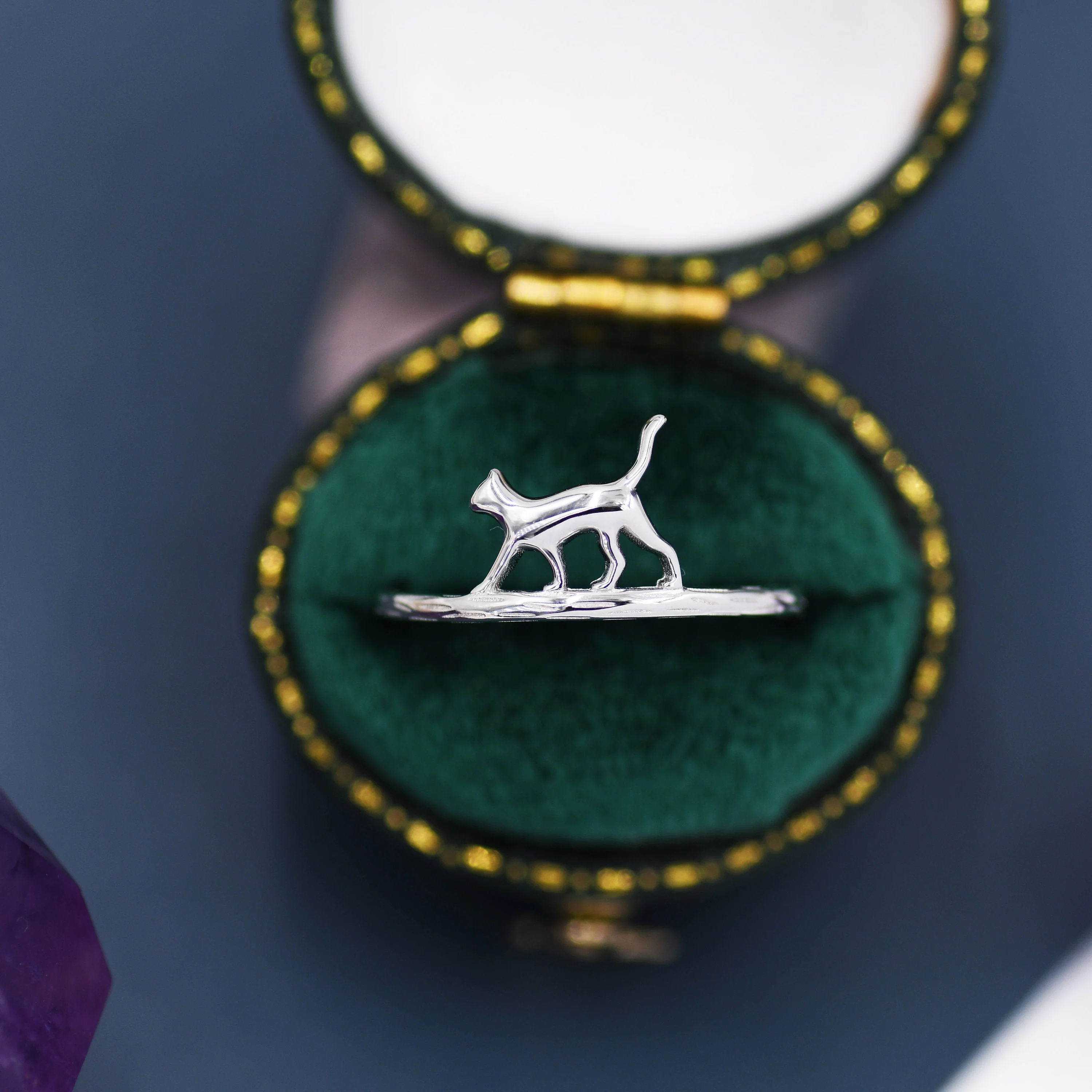 Cute Cat Ring in Sterling Silver, Cat Silhouette Ring, Two Finished Available, Kitty Cat Ring, Cat Lover Gift US 5 - 8, - Image 5