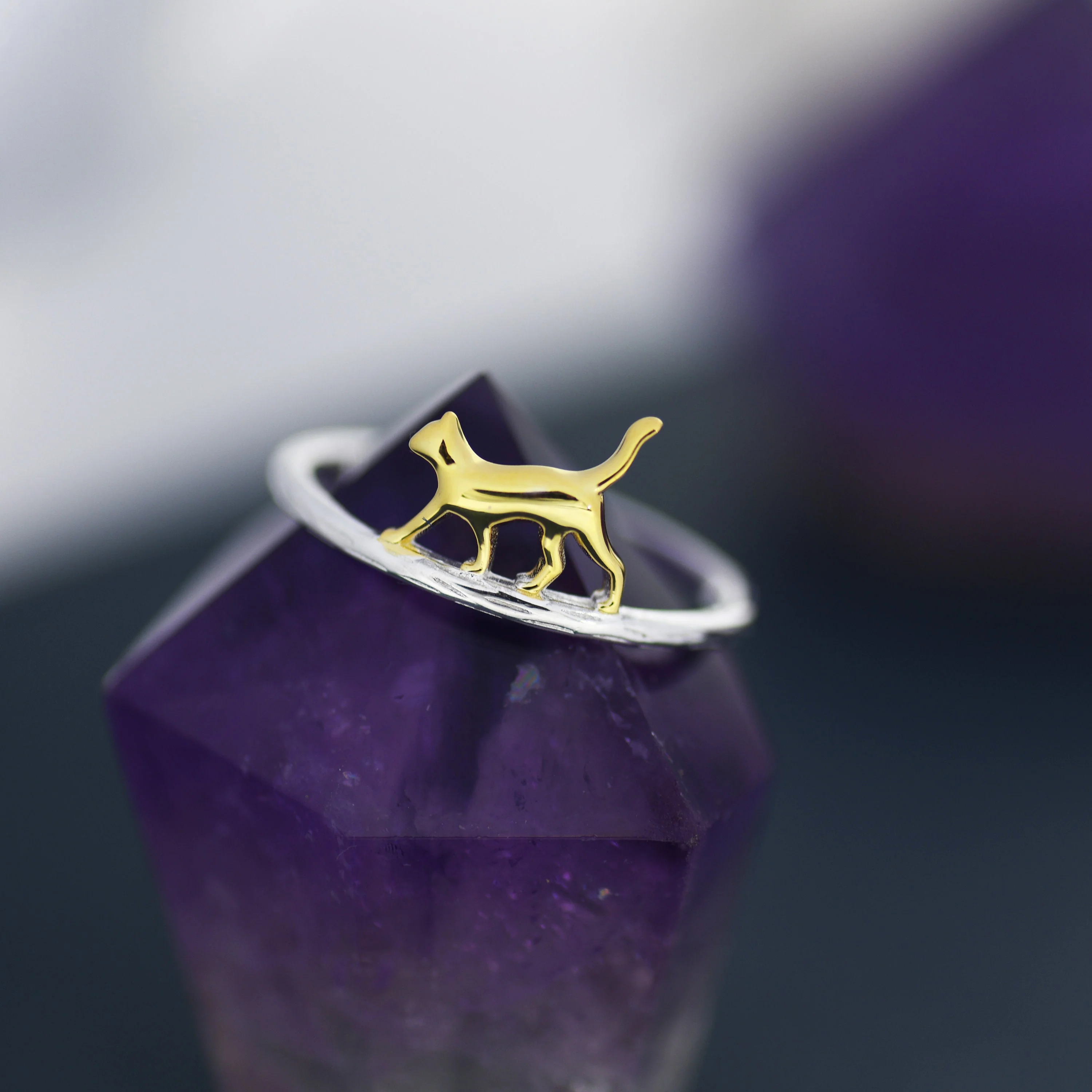 Cute Cat Ring in Sterling Silver, Cat Silhouette Ring, Two Finished Available, Kitty Cat Ring, Cat Lover Gift US 5 - 8, - Image 6
