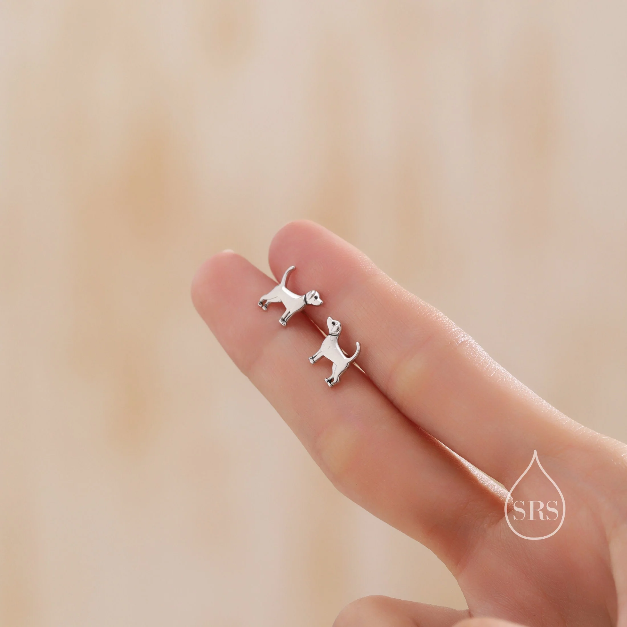 Cute Dog Stud Earrings in Sterling Silver, Puppy Earrings, Silver, Gold or Rose Gold, Nature Inspired Animal Earrings, Terrier, Jack Russell - Image 2