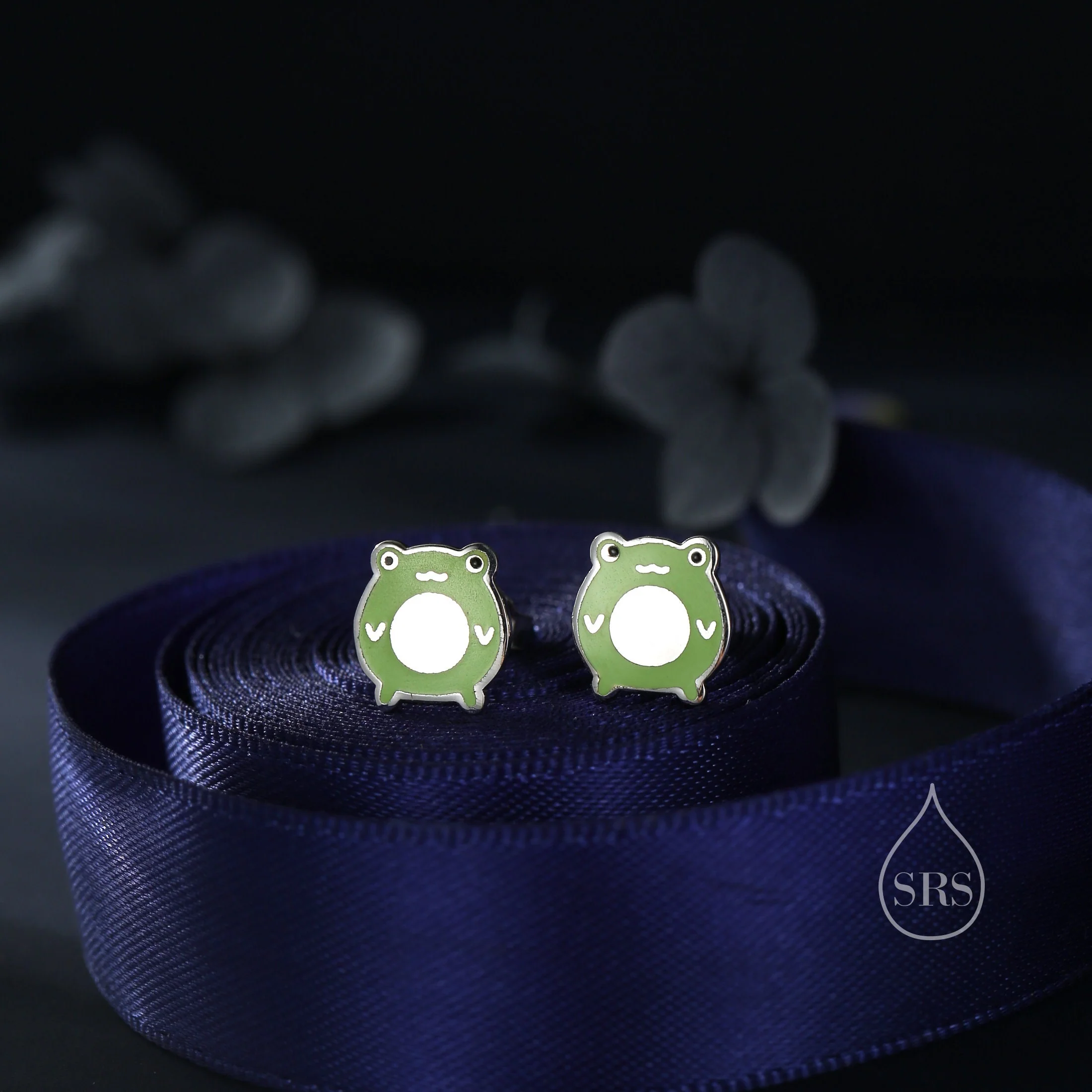 Cute Enamel Frog Stud Earrings in Sterling Silver, Kawaii Frog Earrings, Forest Frog Nature Inspired - Image 6