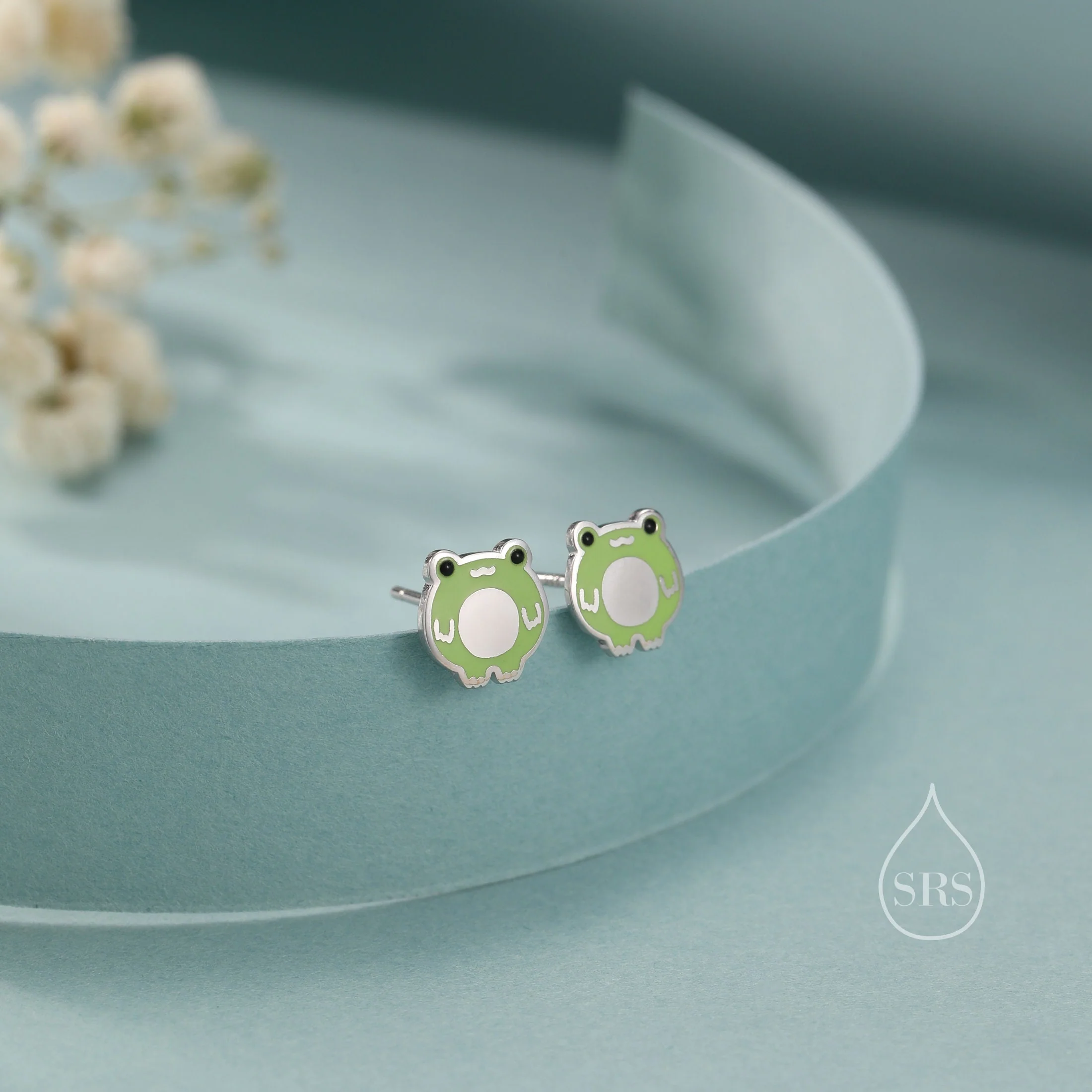 Cute Enamel Frog Stud Earrings in Sterling Silver, Kawaii Frog Earrings,  Green Frog Earrings, Nature Inspired - Image 7