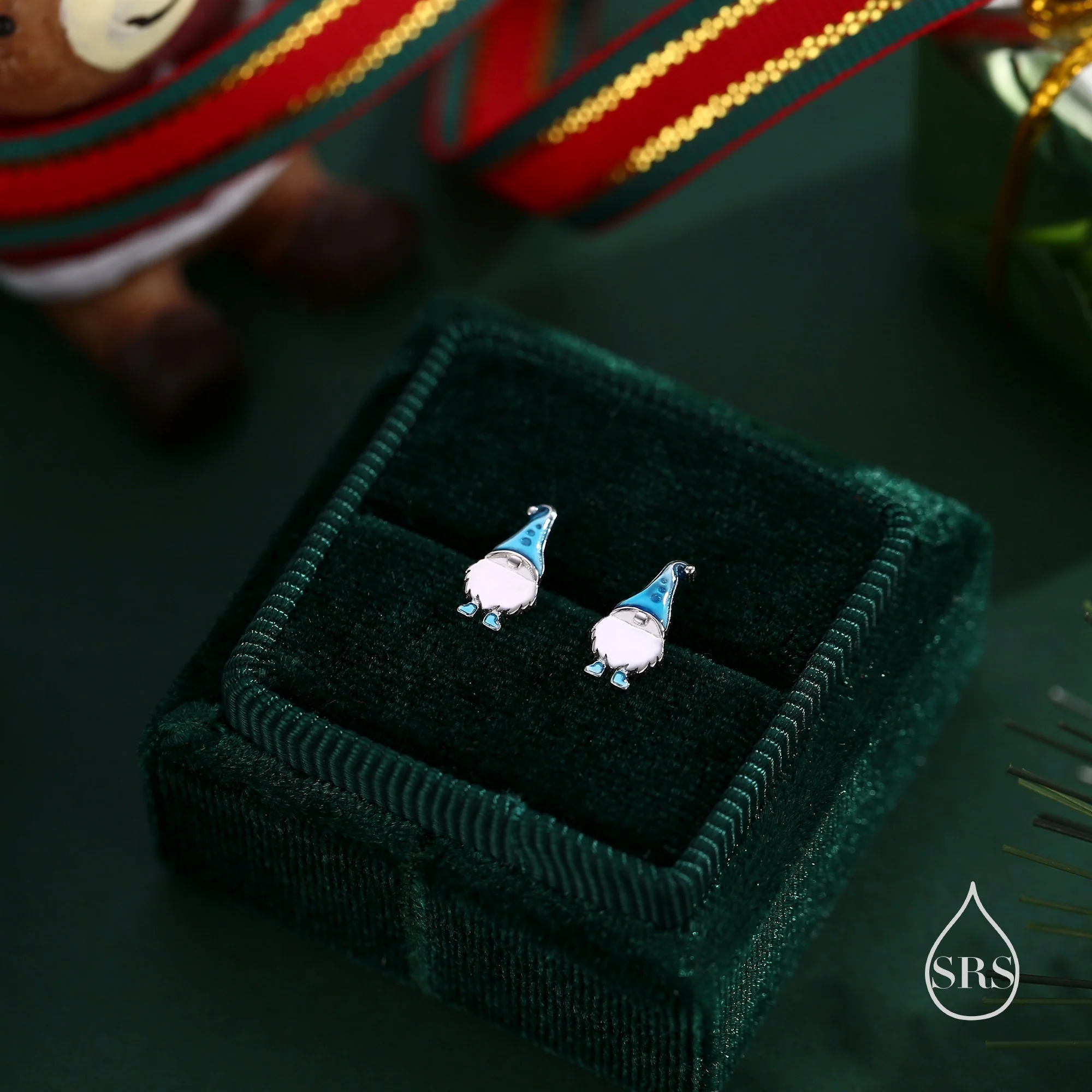 Cute Gnome Stud Earrings in Sterling Silver with Hand Painted Enamel, Winter Earrings, Snowman Earrings, Christmas Earrings - Image 4