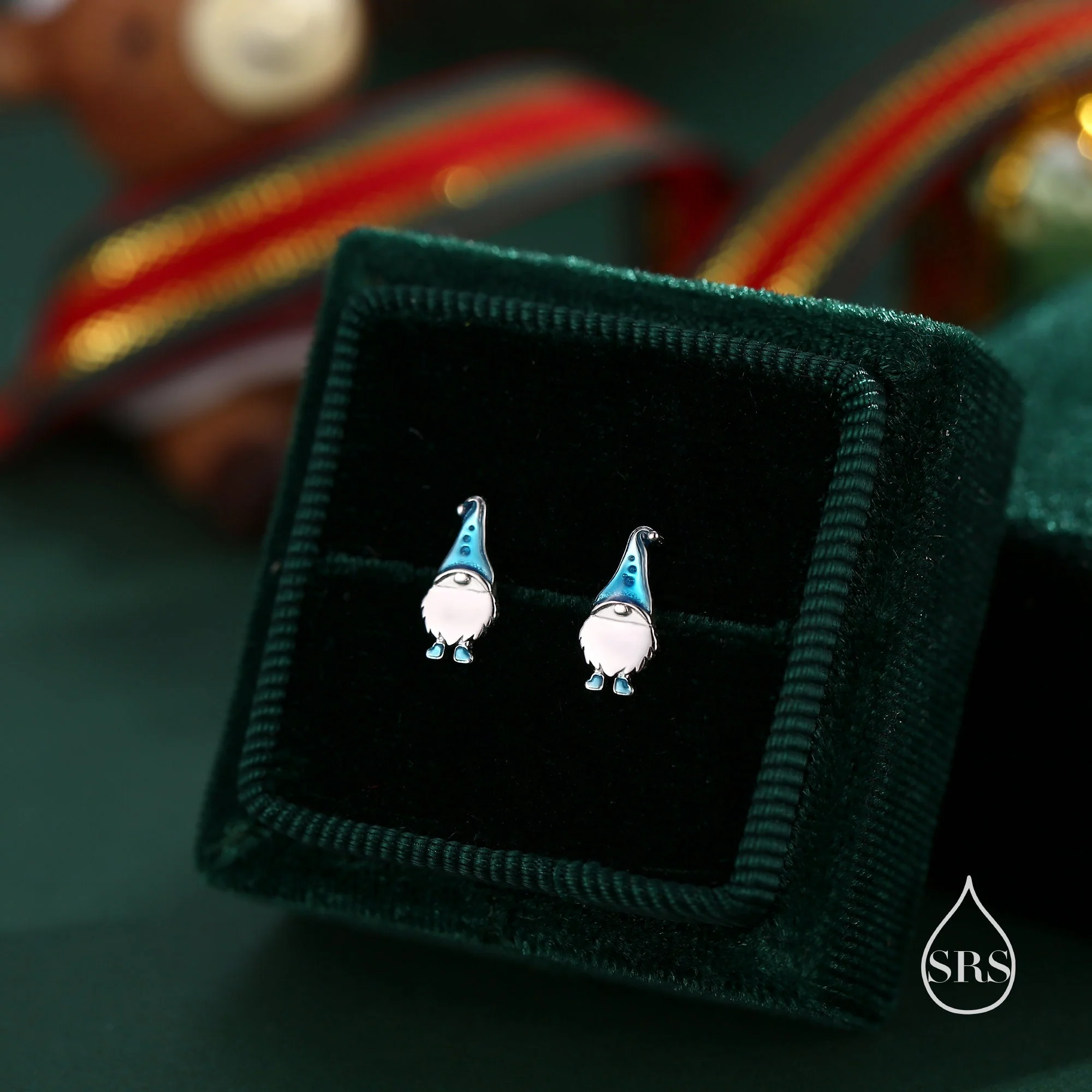 Cute Gnome Stud Earrings in Sterling Silver with Hand Painted Enamel, Winter Earrings, Snowman Earrings, Christmas Earrings - Image 5