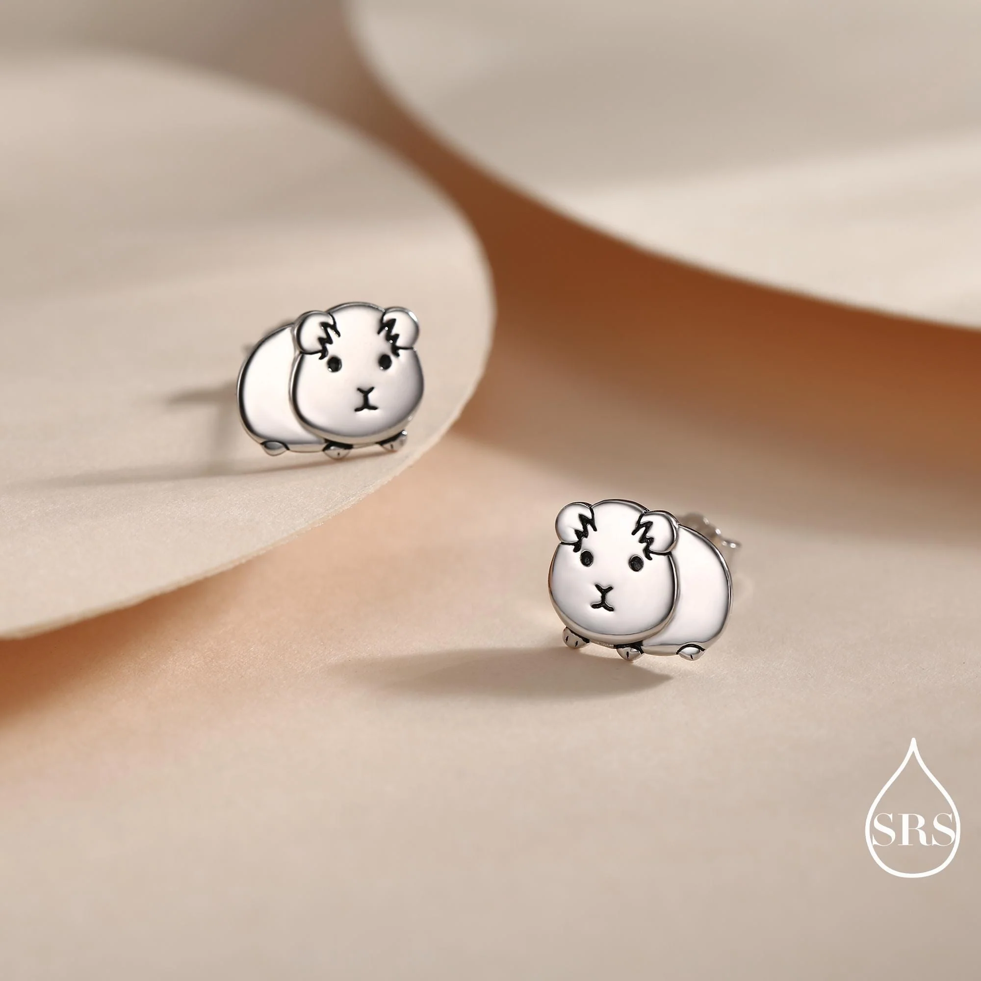 Cute Guinea Pig Stud Earrings in Sterling Silver, Silver Gold or Rose Gold, Guinea Pig Stud Earrings, Pet Earrings, Guinea Pig Earrings - Image 2
