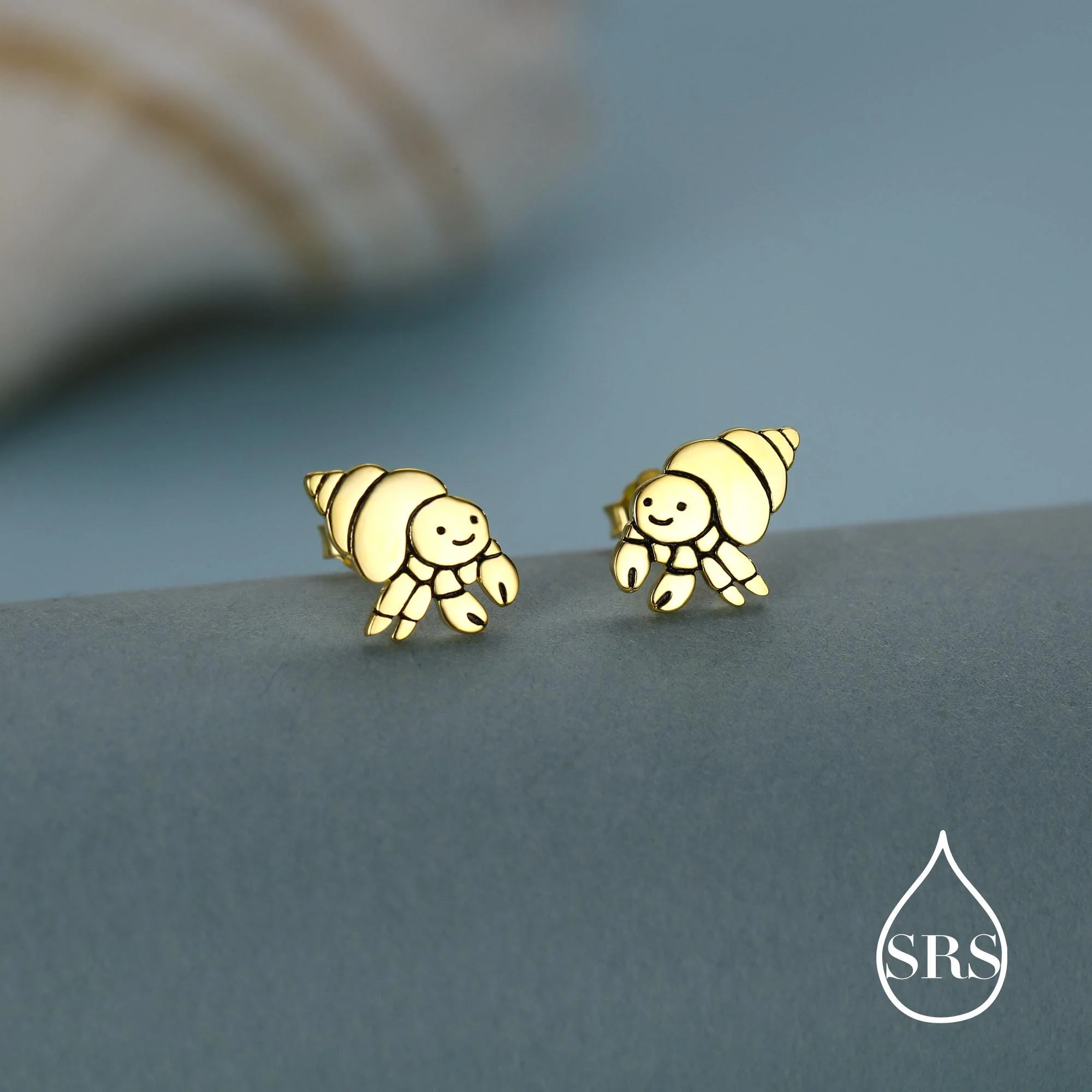 Cute Hermit Crab Stud Earrings in Sterling Silver, Cute Fun Quirky Animal Jewellery, Jewelry Gift for Her, Animal Lover, Nature Inspired - Image 5