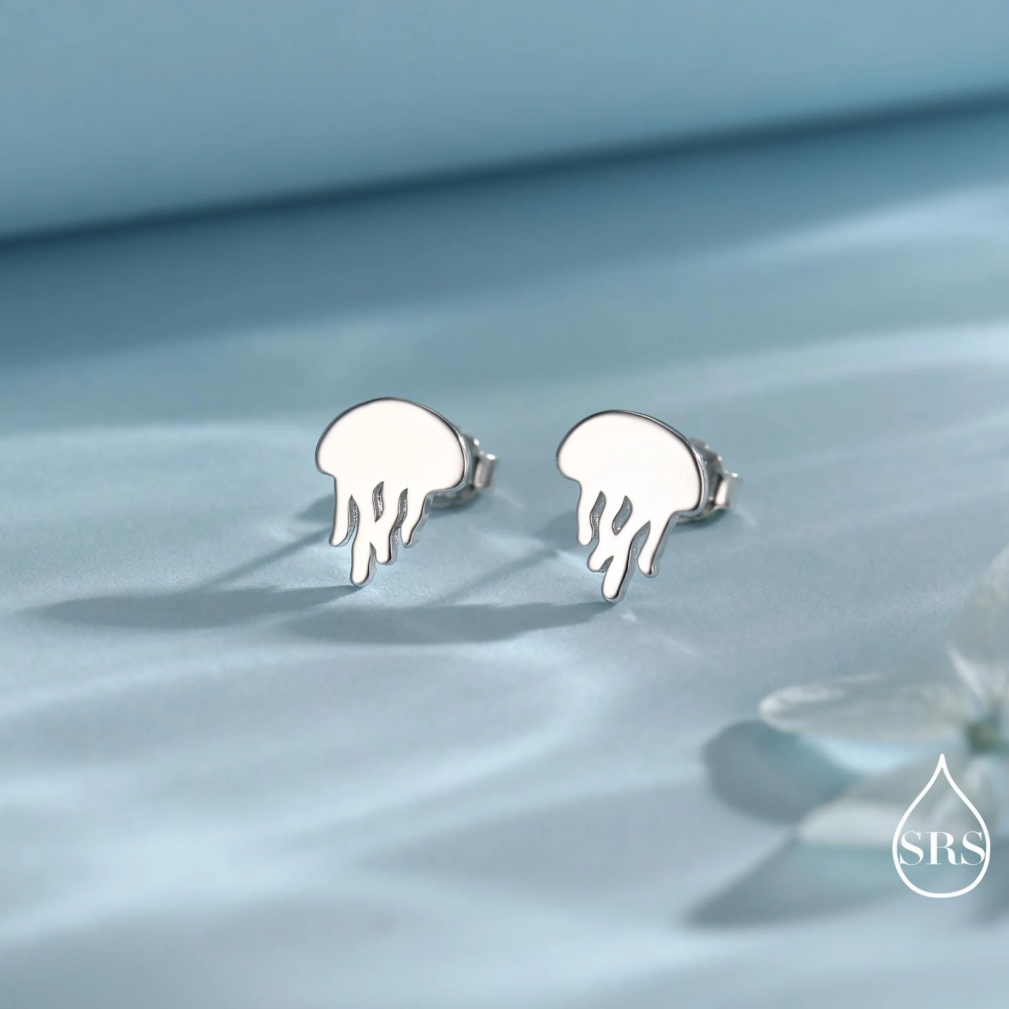 Cute Jellyfish Stud Earrings in Sterling Silver, Cute Dainty Animal Stud, Fish Earrings, Ocean Theme Jewellery - Image 3