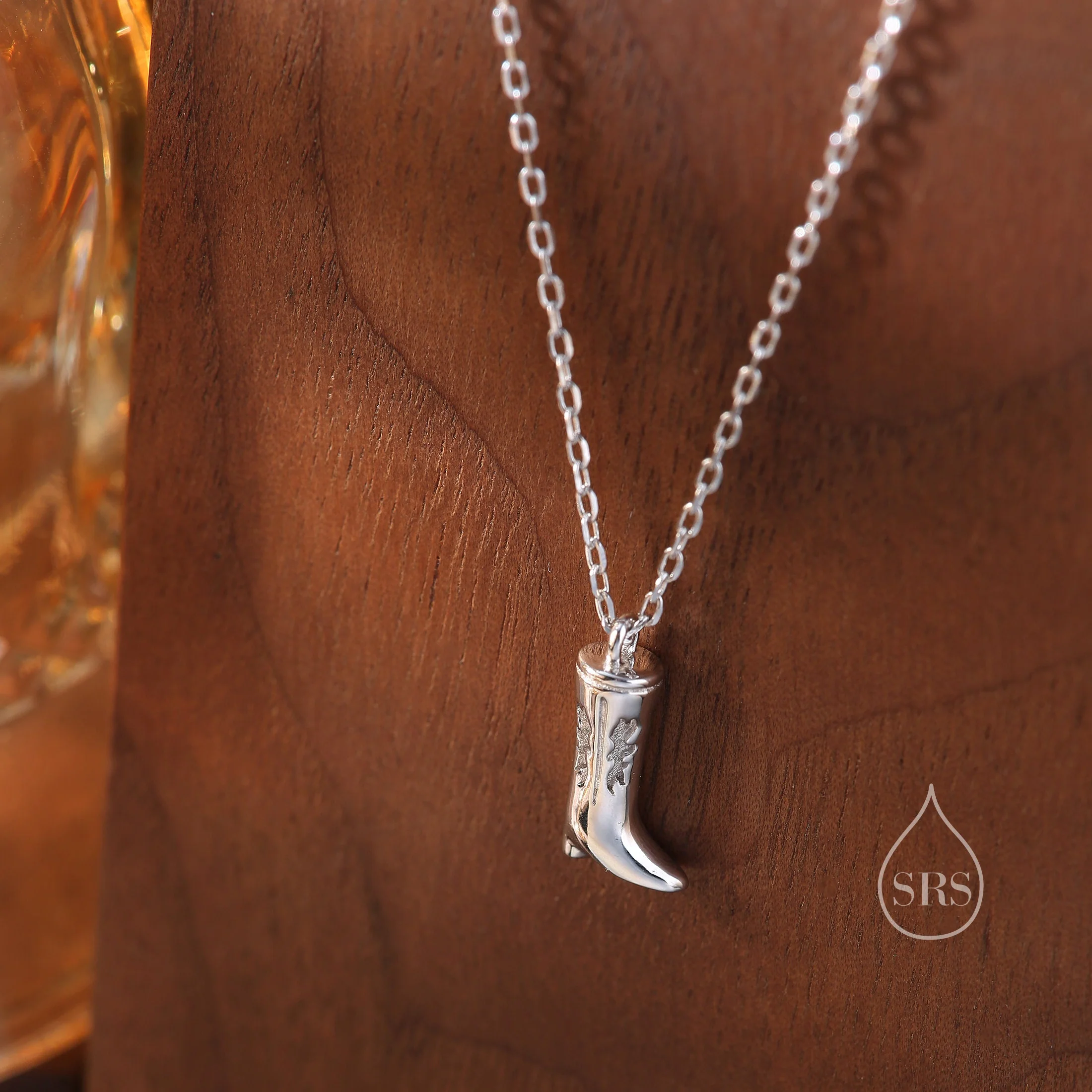 Cute Little Cowboy Boot Pendant Necklace in Sterling Silver, Silver or Gold, Cowboy Boot Necklace in Silver - Image 2