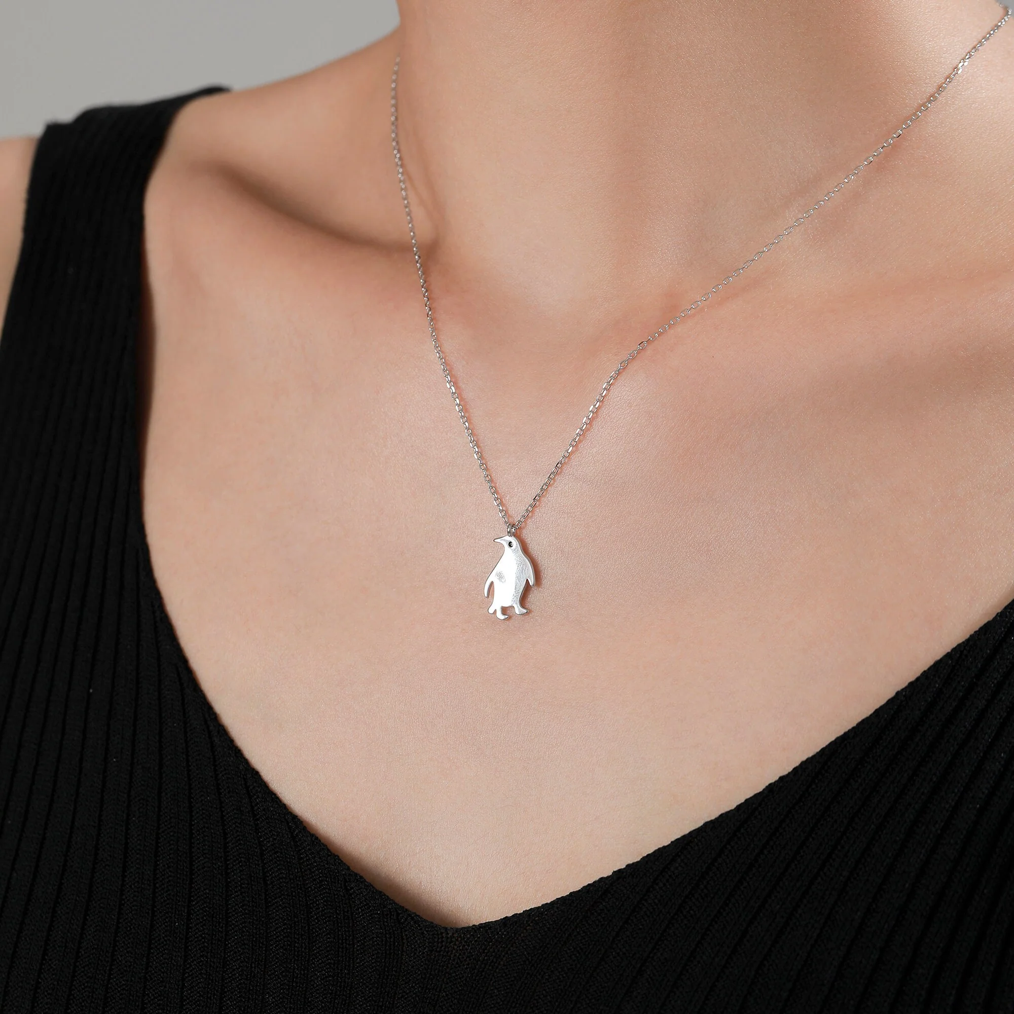 Cute Little Penguin Pendant Necklace in Sterling Silver, Silver or Gold or Rose Gold, Penguin Necklace in Silver - Image 6